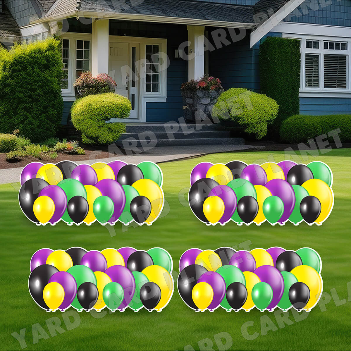 Mardi Gras Colored Balloon Panels Yard Card Set