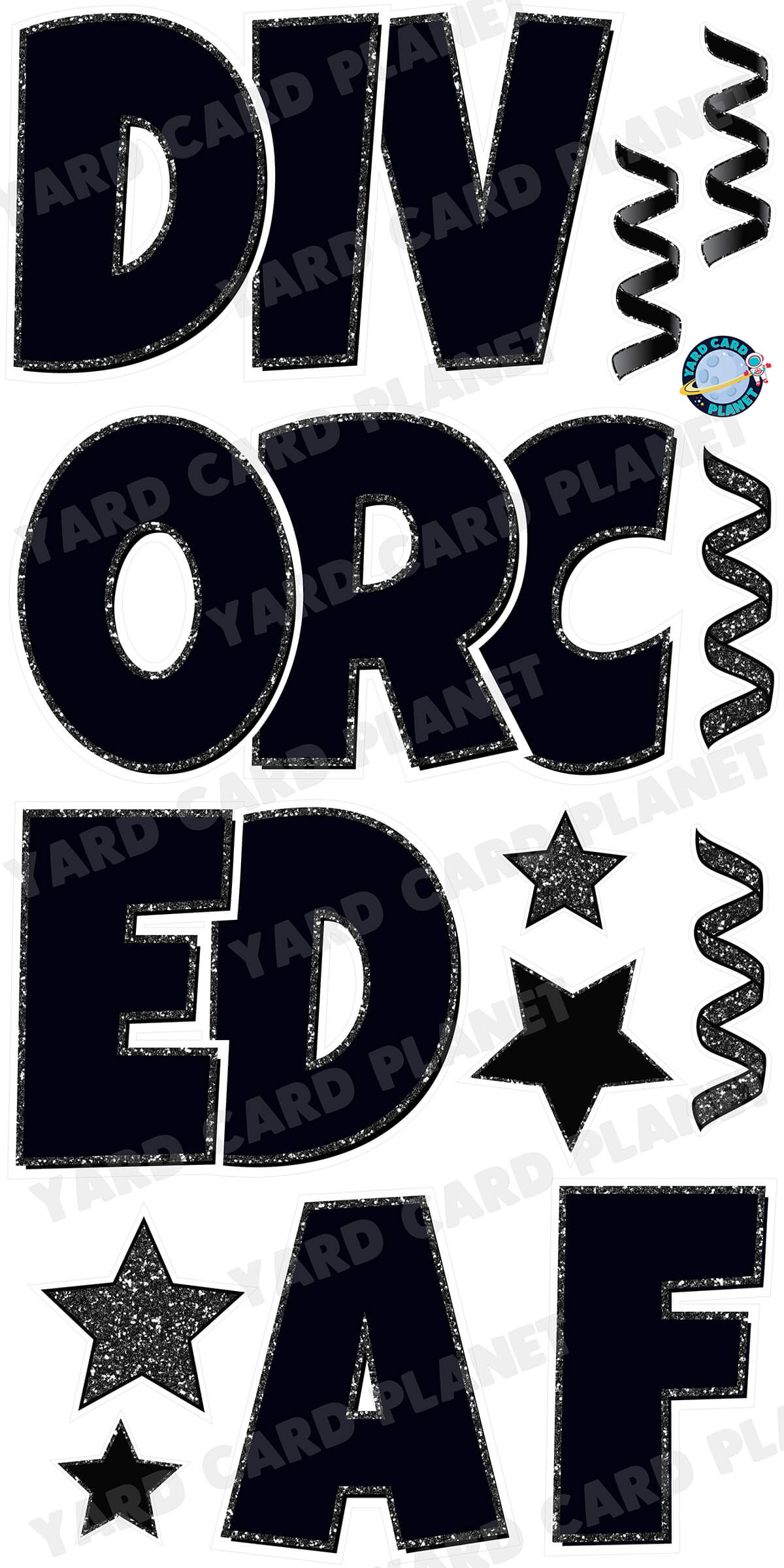 Large 23" Divorced AF Yard Card EZ Quick Set in Luckiest Guy Font