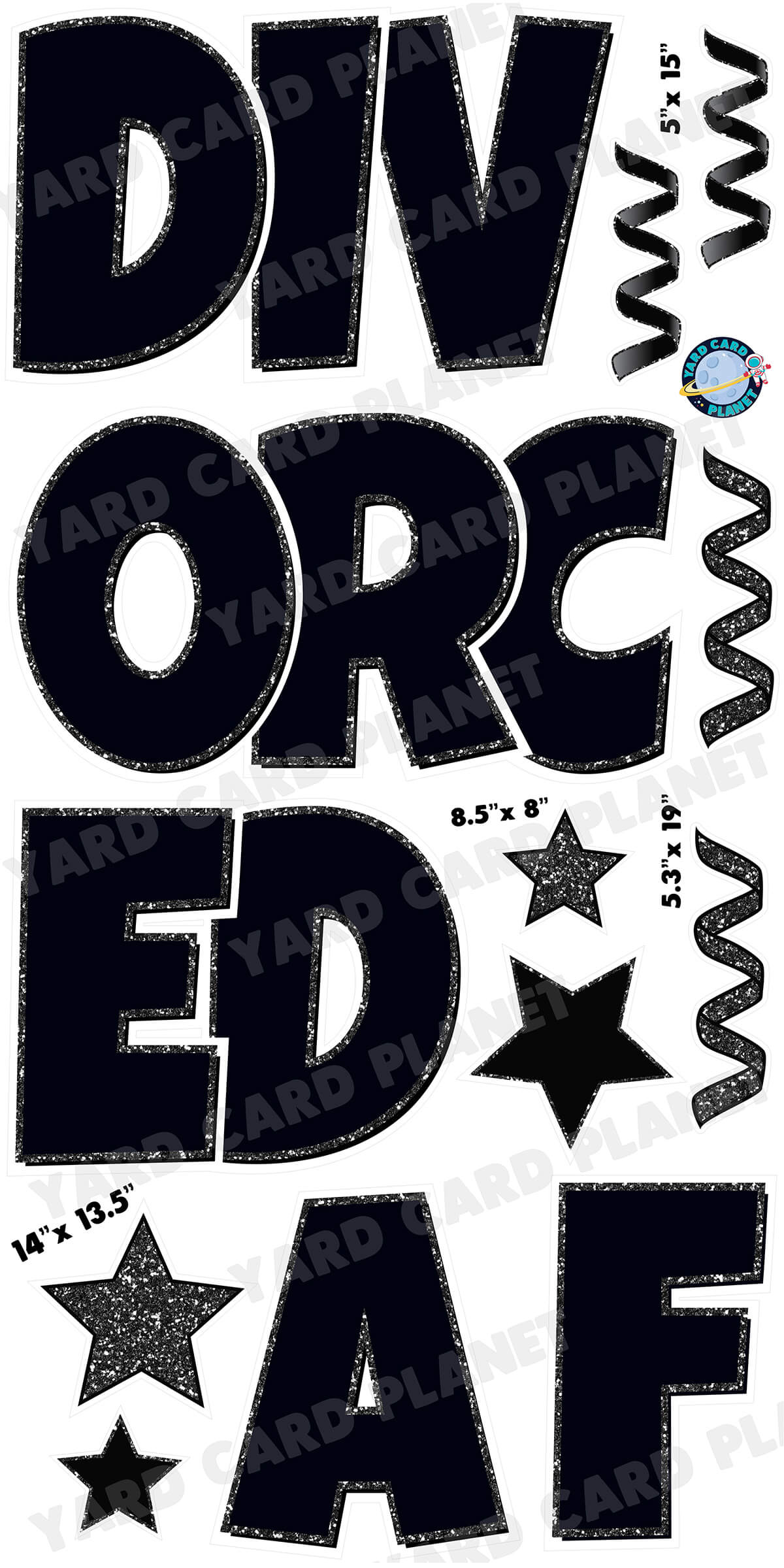 Large 23" Divorced AF Yard Card EZ Quick Set in Luckiest Guy Font