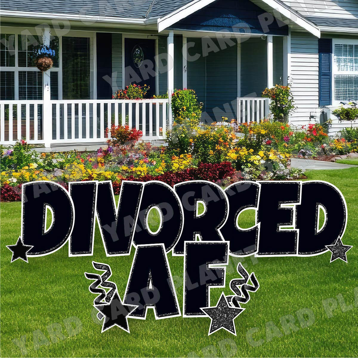 Large 23" Divorced AF Yard Card EZ Quick Set in Luckiest Guy Font