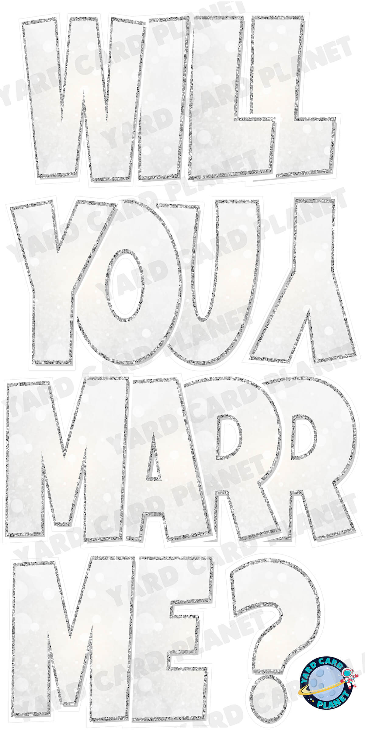 Large 23" Elegant Will You Marry Me Yard Card EZ Quick Set in Luckiest Guy Font