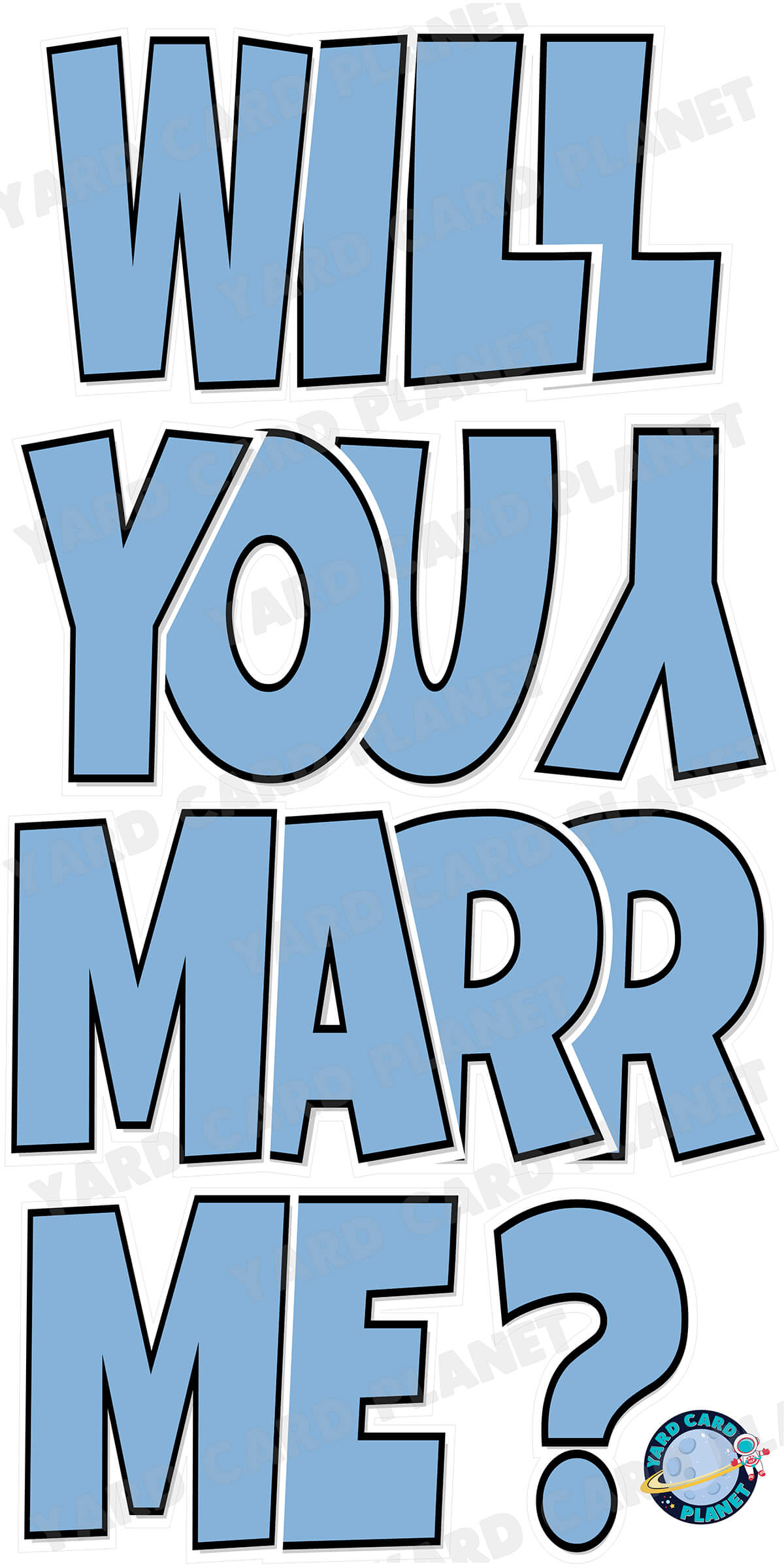 Large 23" Will You Marry Me Yard Card EZ Quick Set in Luckiest Guy Font in Solid Colors - (Available in Multiple Colors)