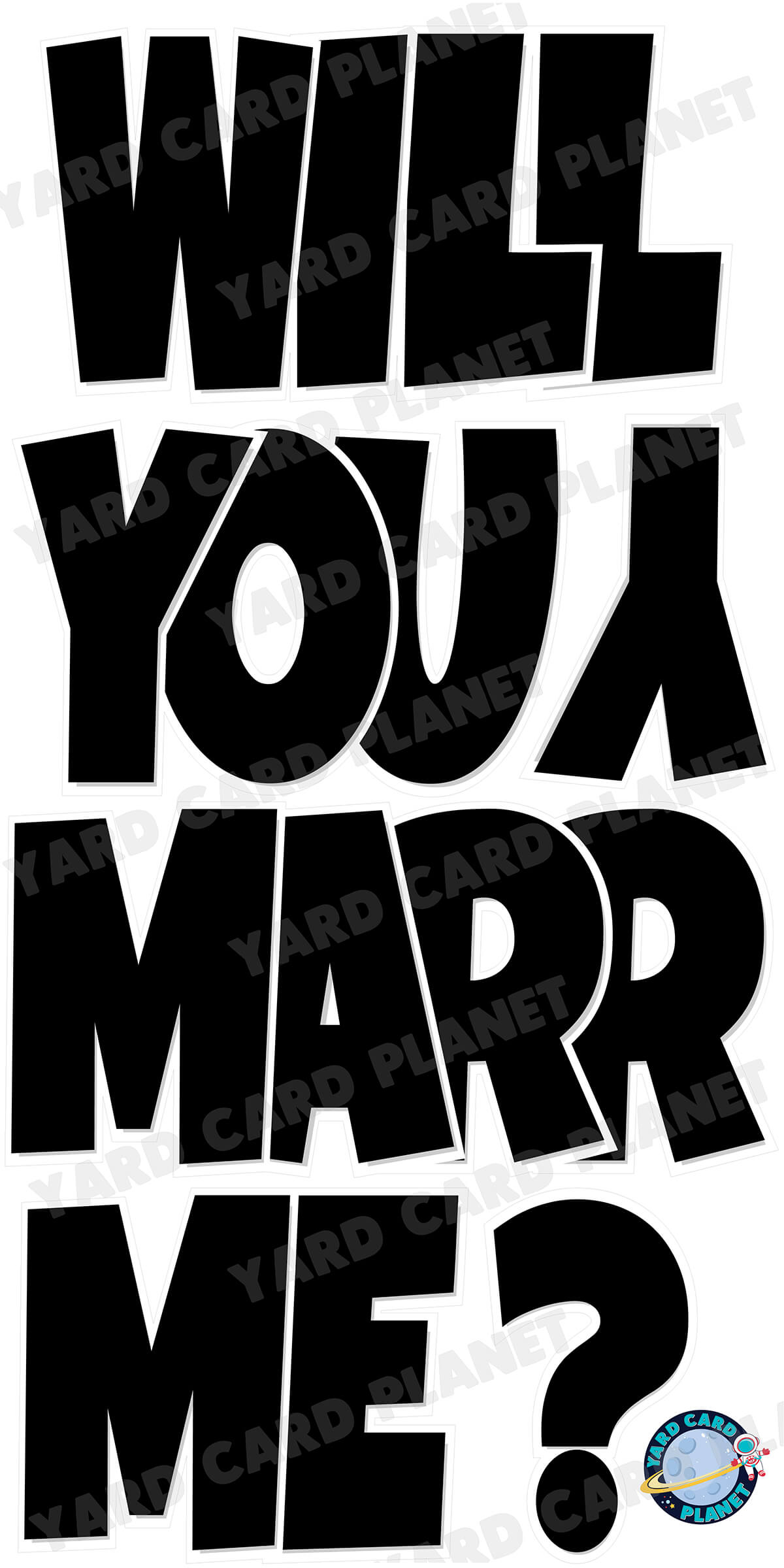 Large 23" Will You Marry Me Yard Card EZ Quick Set in Luckiest Guy Font in Solid Colors - (Available in Multiple Colors)