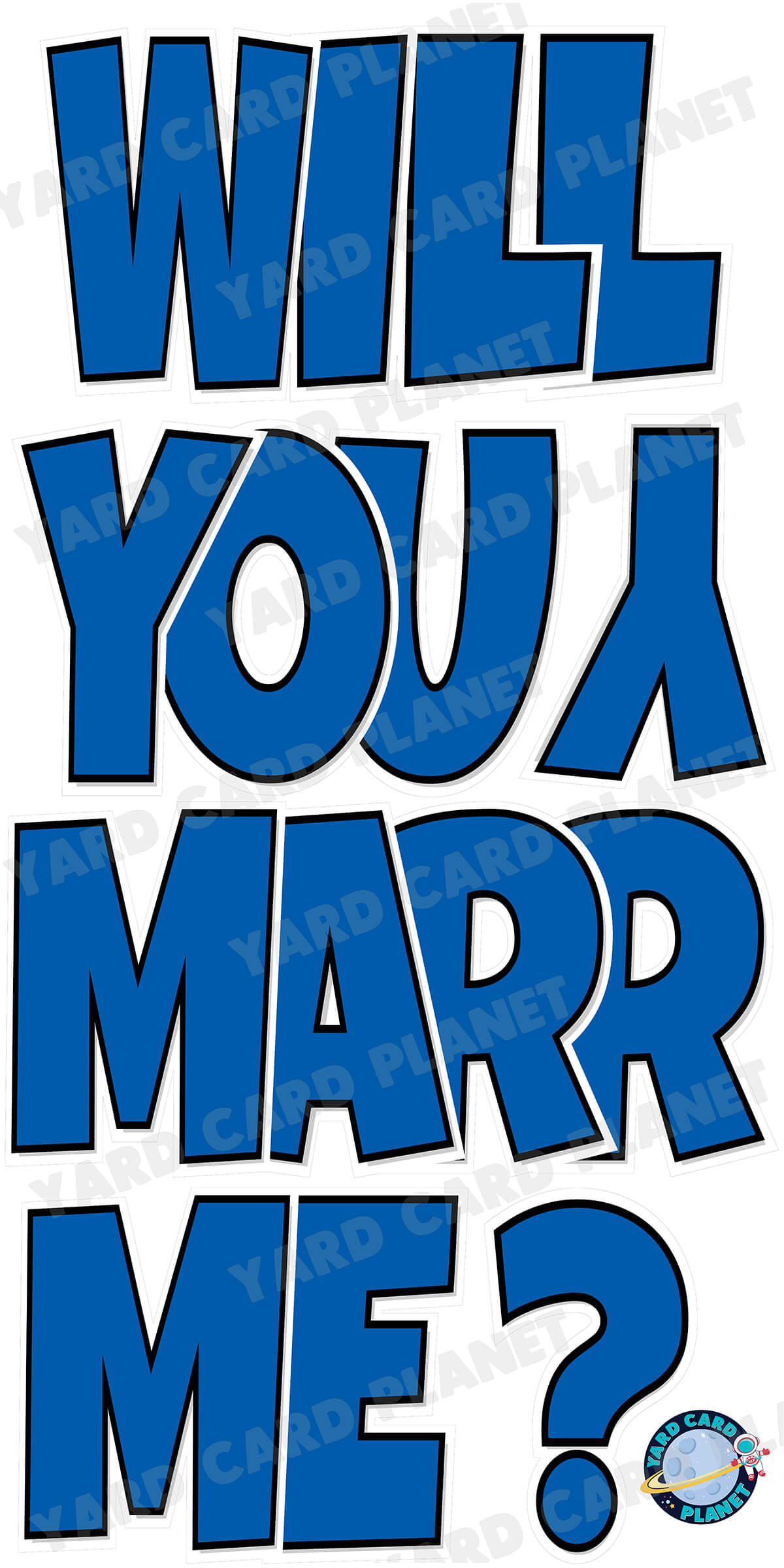 Large 23" Will You Marry Me Yard Card EZ Quick Set in Luckiest Guy Font in Solid Colors - (Available in Multiple Colors)
