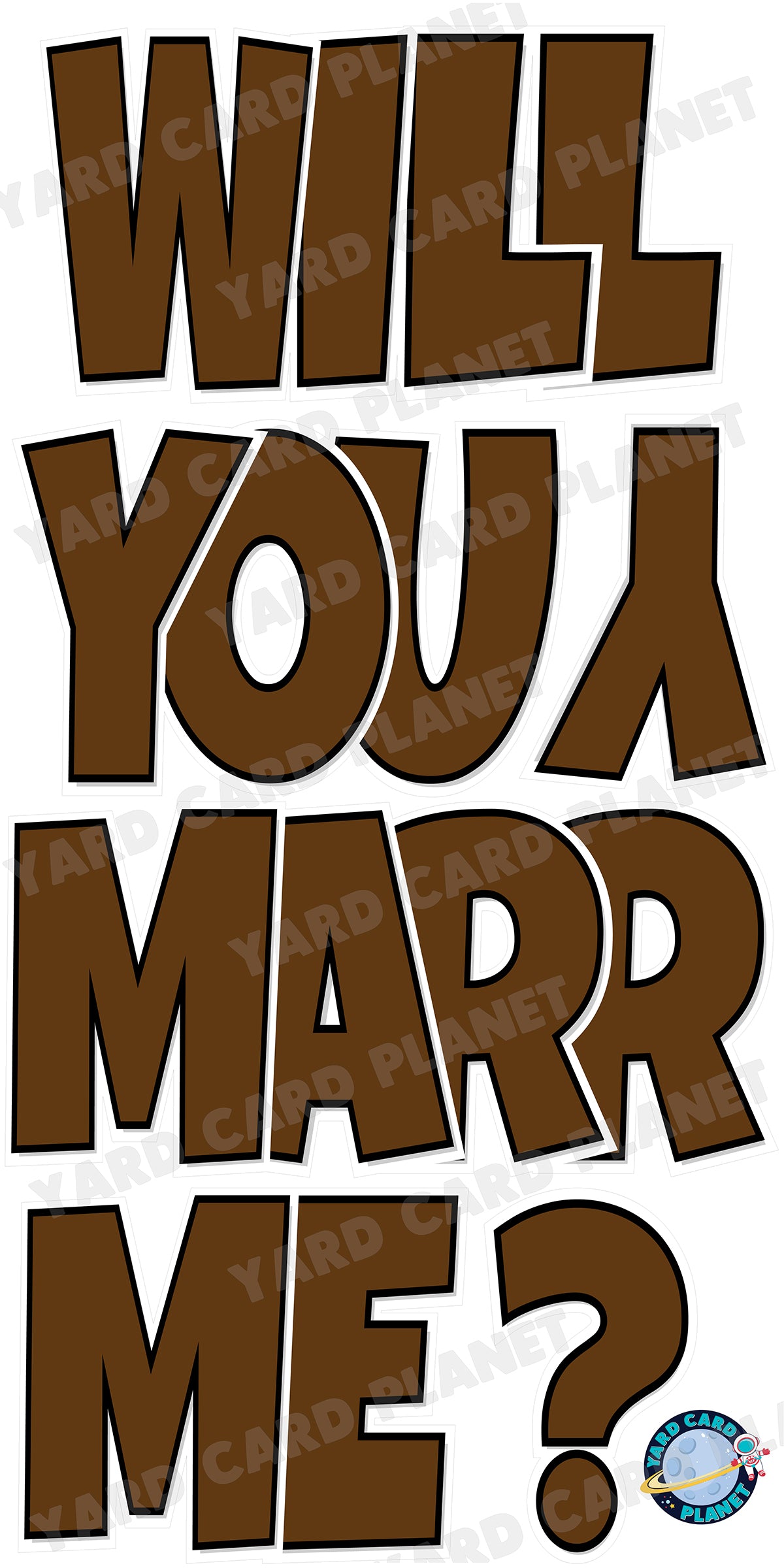 Large 23" Will You Marry Me Yard Card EZ Quick Set in Luckiest Guy Font in Solid Colors - (Available in Multiple Colors)