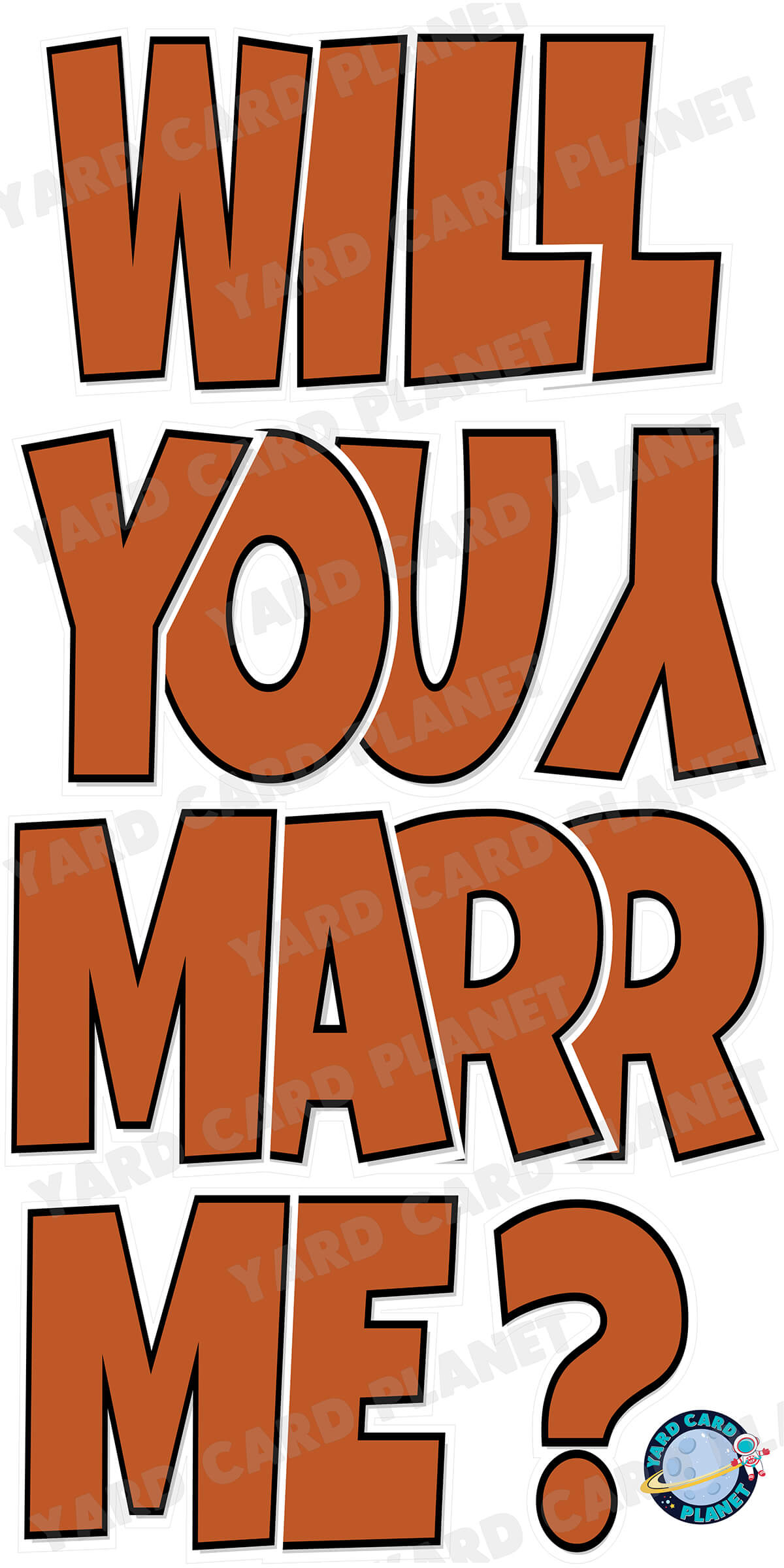 Large 23" Will You Marry Me Yard Card EZ Quick Set in Luckiest Guy Font in Solid Colors - (Available in Multiple Colors)