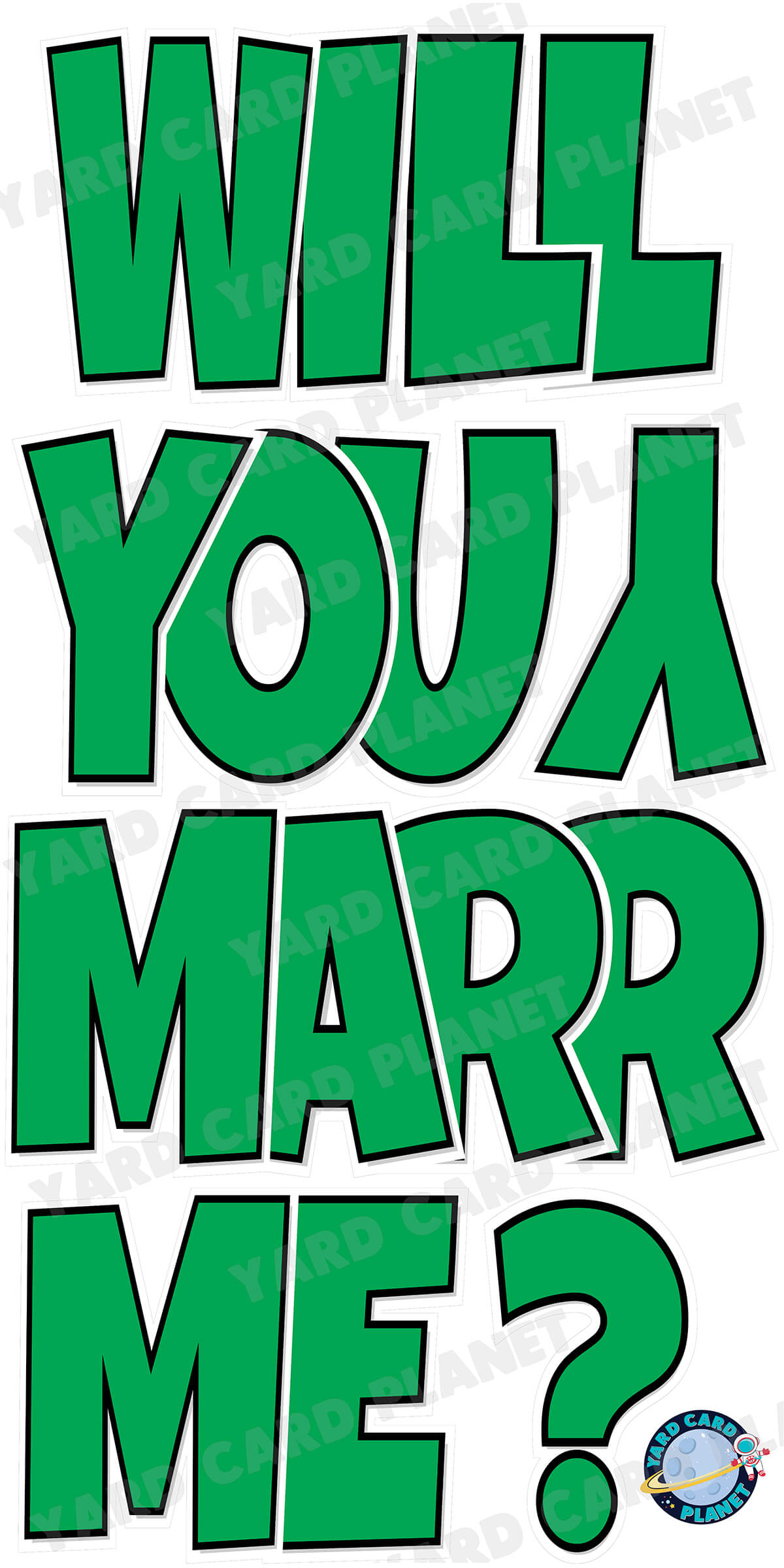 Large 23" Will You Marry Me Yard Card EZ Quick Set in Luckiest Guy Font in Solid Colors - (Available in Multiple Colors)