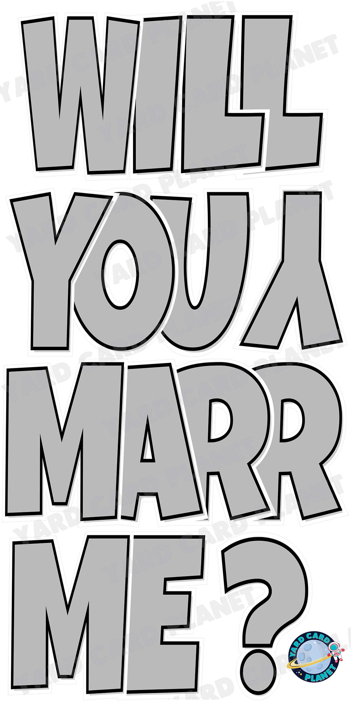 Large 23" Will You Marry Me Yard Card EZ Quick Set in Luckiest Guy Font in Solid Colors - (Available in Multiple Colors)
