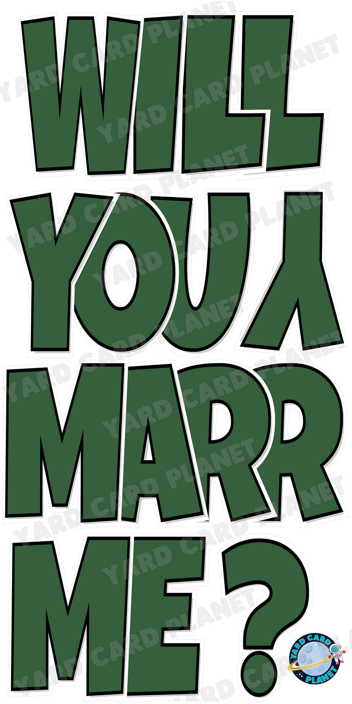 Large 23" Will You Marry Me Yard Card EZ Quick Set in Luckiest Guy Font in Solid Colors - (Available in Multiple Colors)