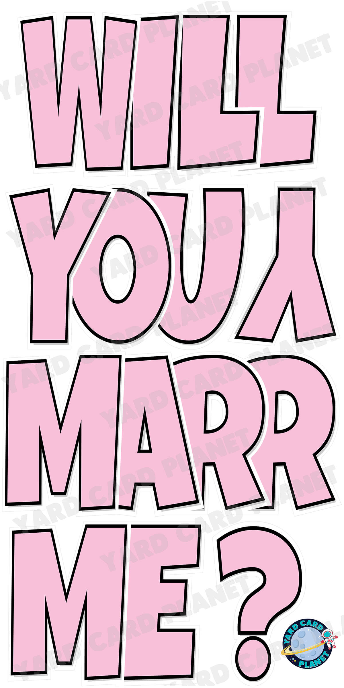 Large 23" Will You Marry Me Yard Card EZ Quick Set in Luckiest Guy Font in Solid Colors - (Available in Multiple Colors)