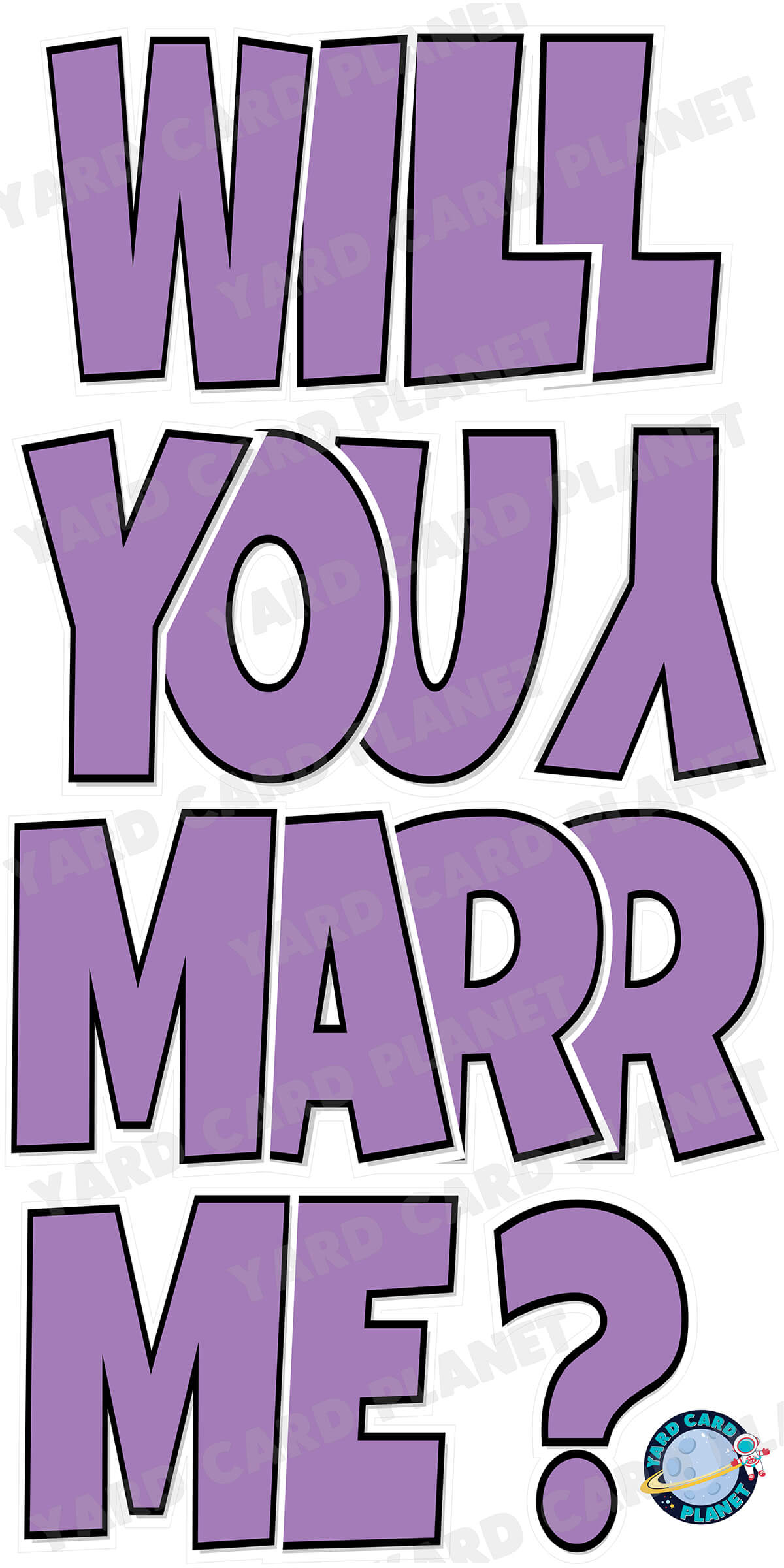 Large 23" Will You Marry Me Yard Card EZ Quick Set in Luckiest Guy Font in Solid Colors - (Available in Multiple Colors)