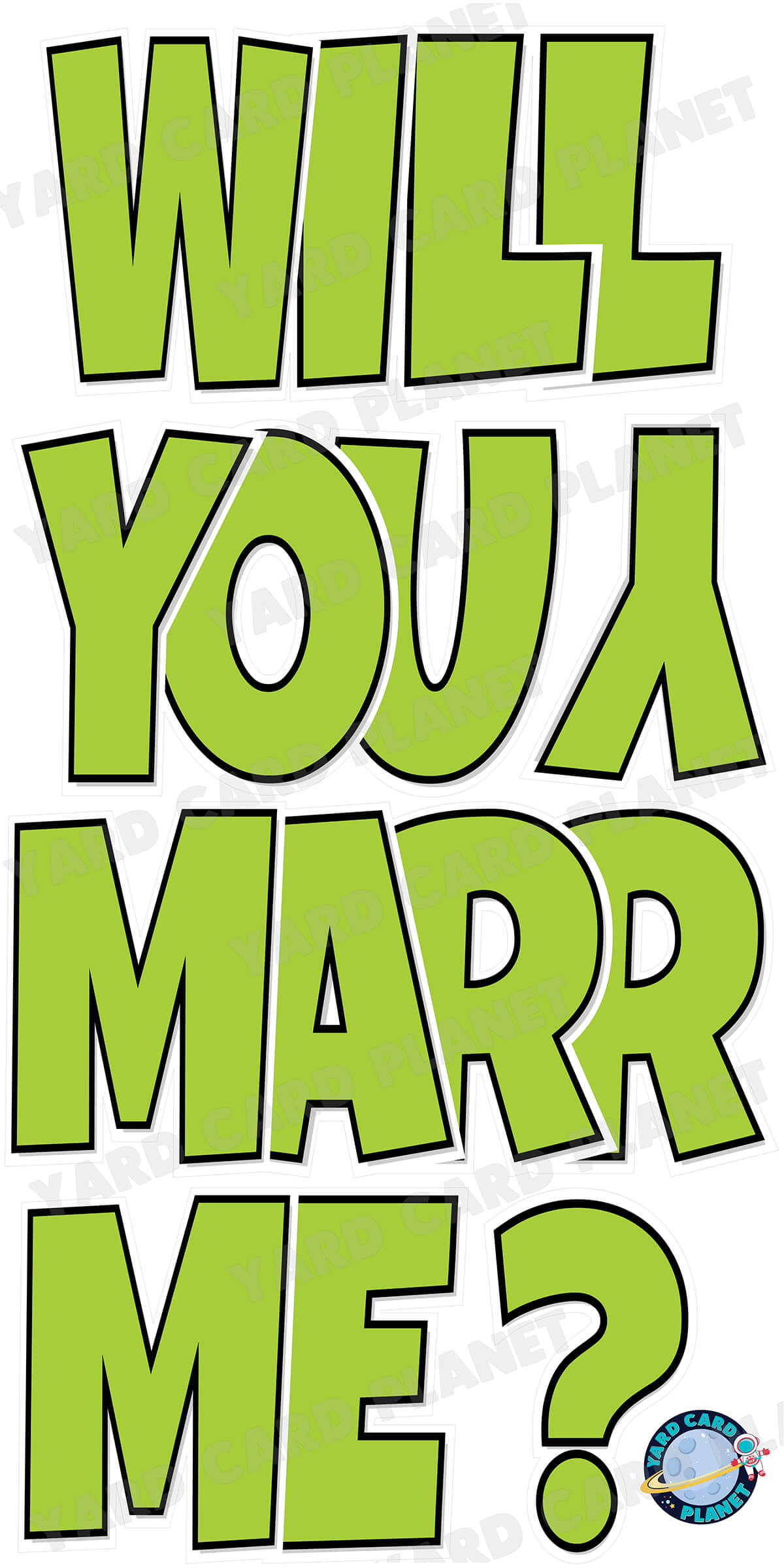 Large 23" Will You Marry Me Yard Card EZ Quick Set in Luckiest Guy Font in Solid Colors - (Available in Multiple Colors)