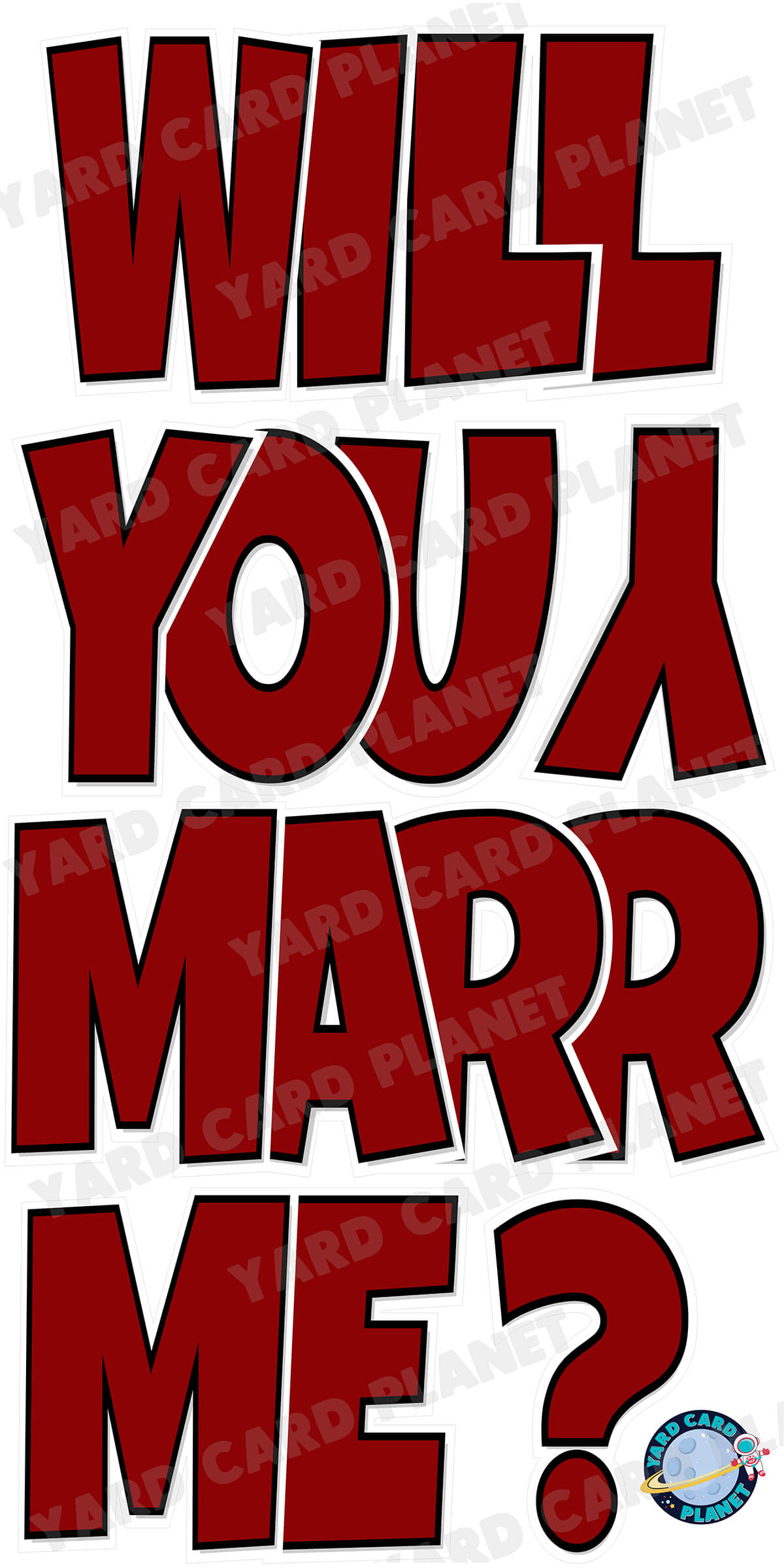 Large 23" Will You Marry Me Yard Card EZ Quick Set in Luckiest Guy Font in Solid Colors - (Available in Multiple Colors)