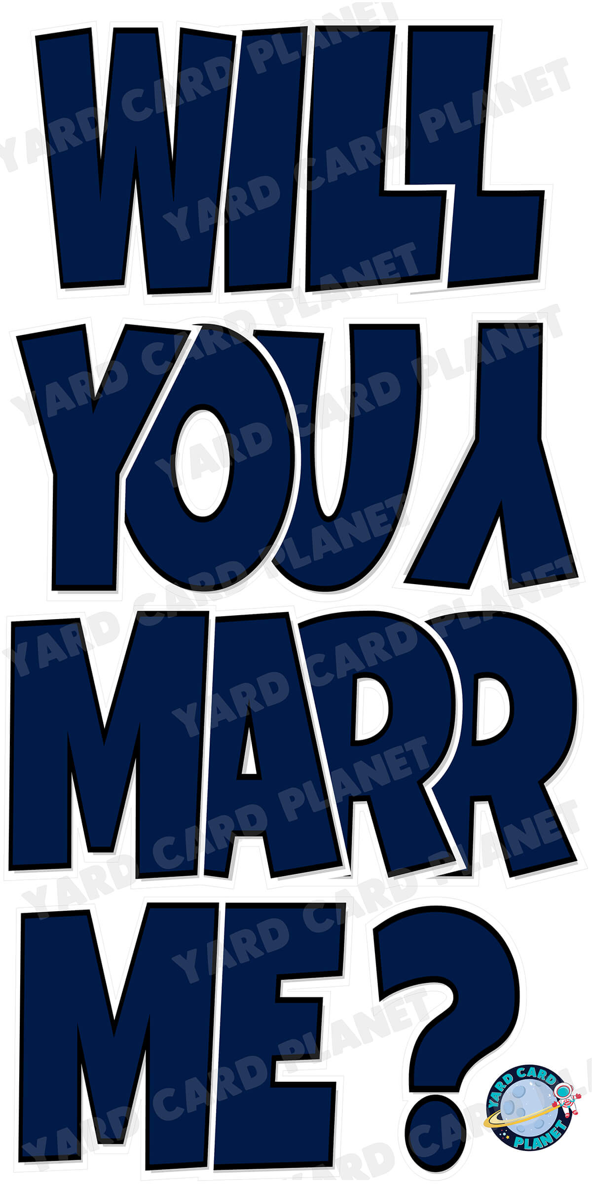 Large 23" Will You Marry Me Yard Card EZ Quick Set in Luckiest Guy Font in Solid Colors - (Available in Multiple Colors)