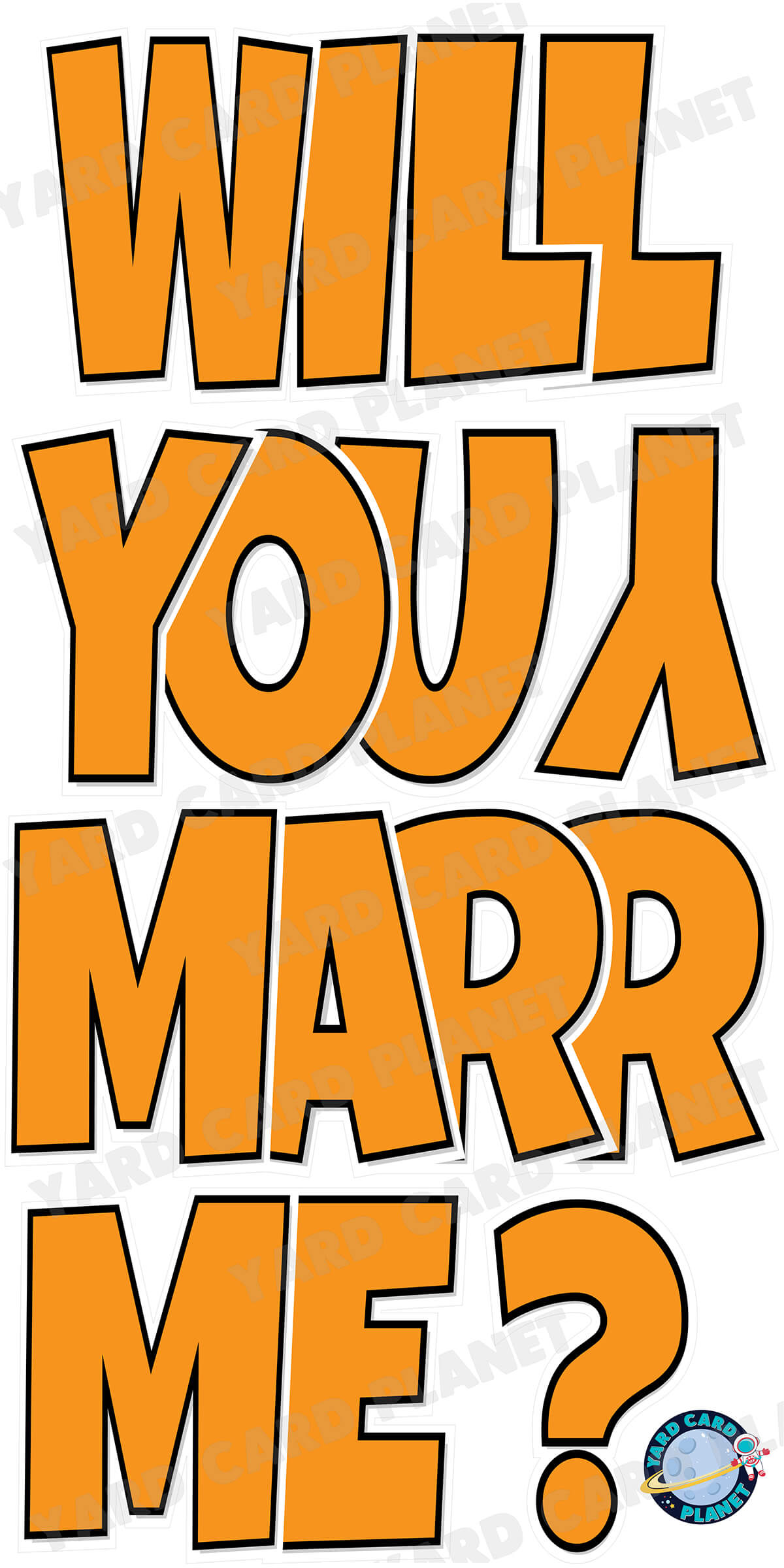 Large 23" Will You Marry Me Yard Card EZ Quick Set in Luckiest Guy Font in Solid Colors - (Available in Multiple Colors)