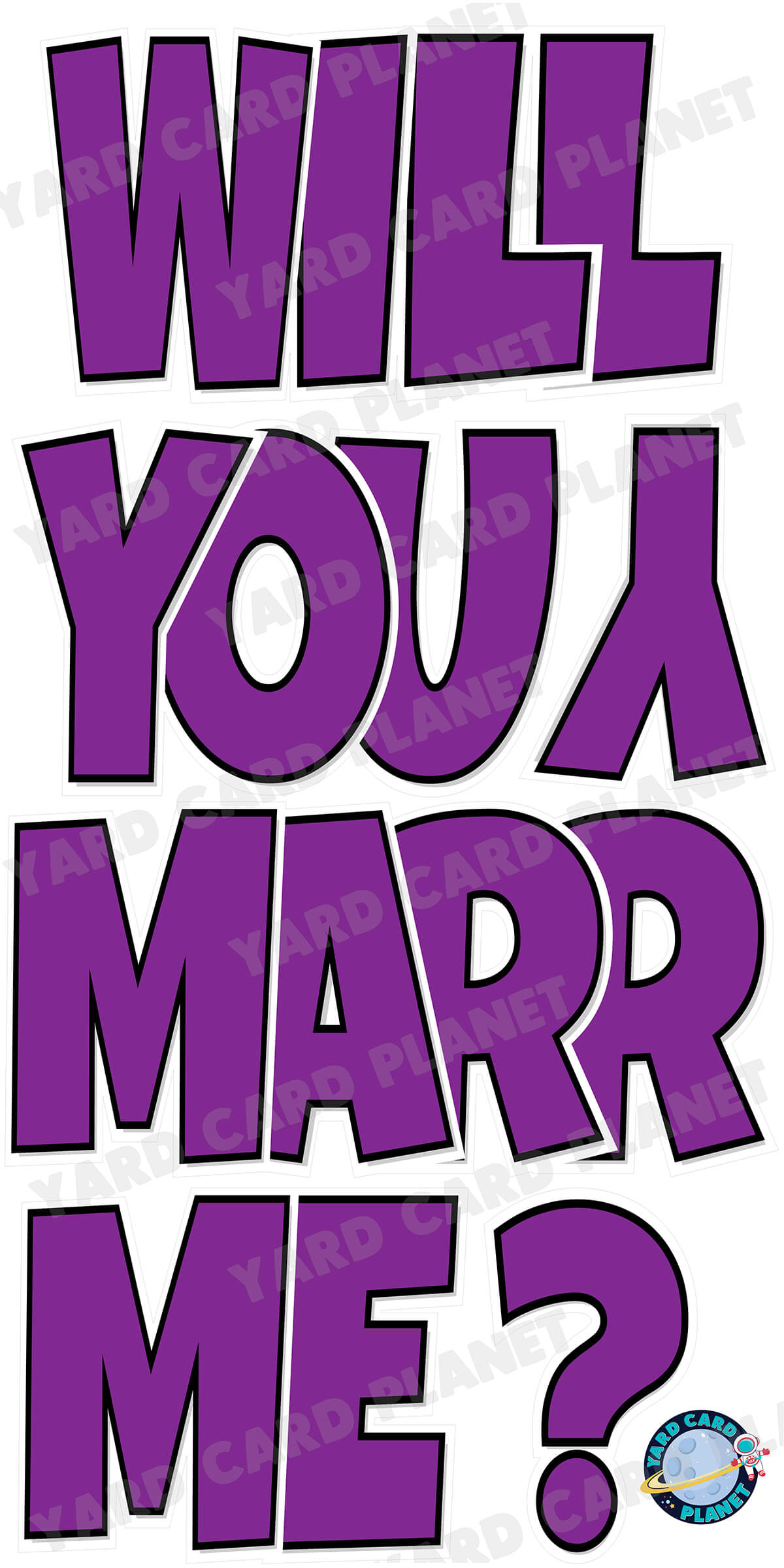 Large 23" Will You Marry Me Yard Card EZ Quick Set in Luckiest Guy Font in Solid Colors - (Available in Multiple Colors)