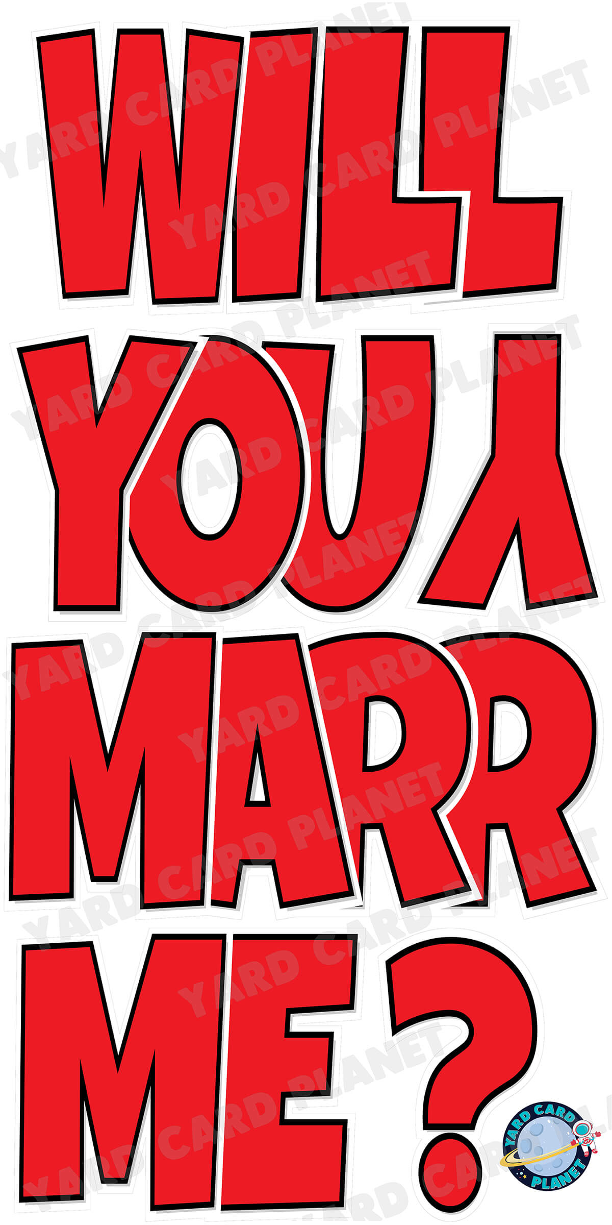 Large 23" Will You Marry Me Yard Card EZ Quick Set in Luckiest Guy Font in Solid Colors - (Available in Multiple Colors)