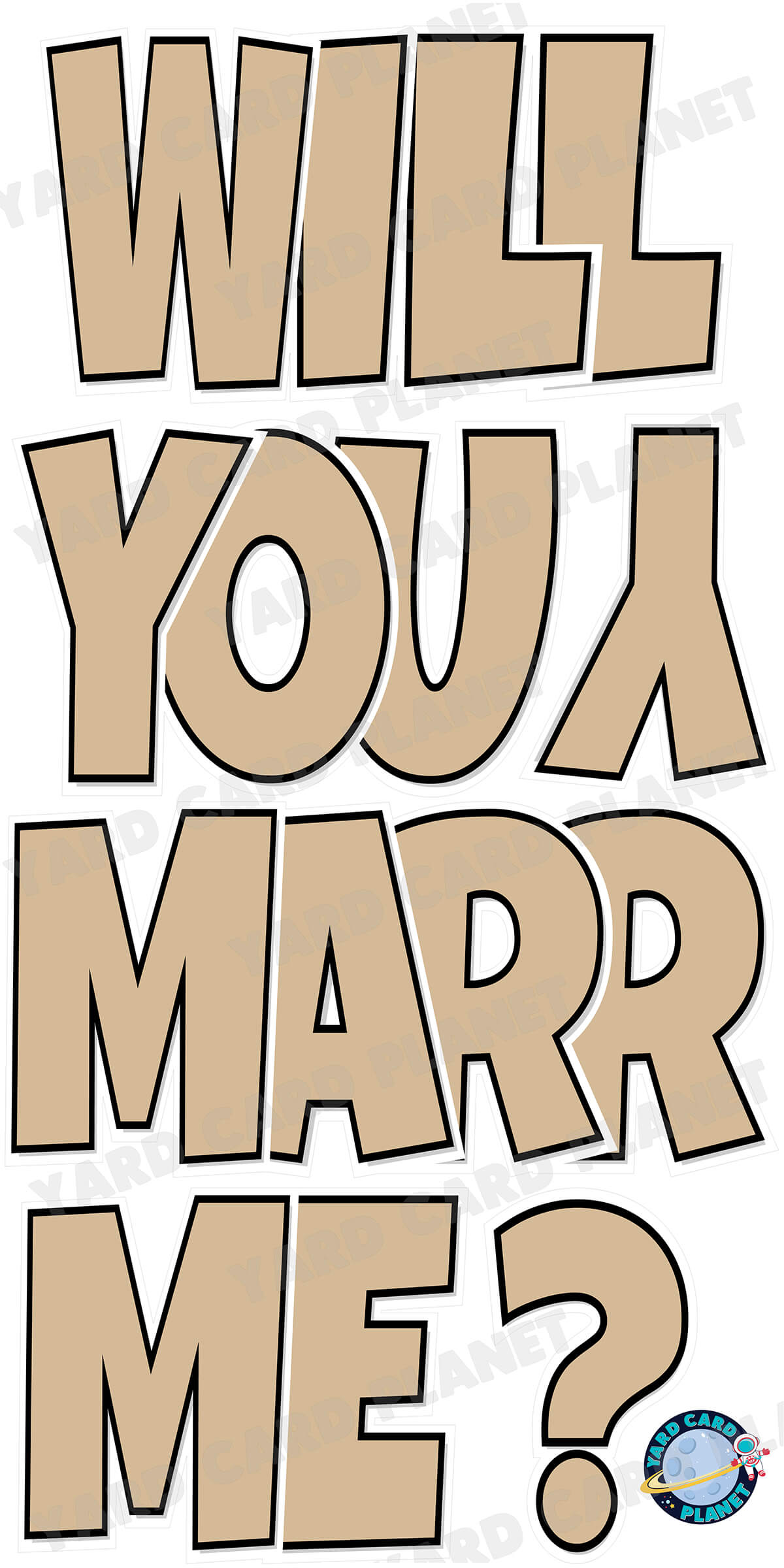Large 23" Will You Marry Me Yard Card EZ Quick Set in Luckiest Guy Font in Solid Colors - (Available in Multiple Colors)