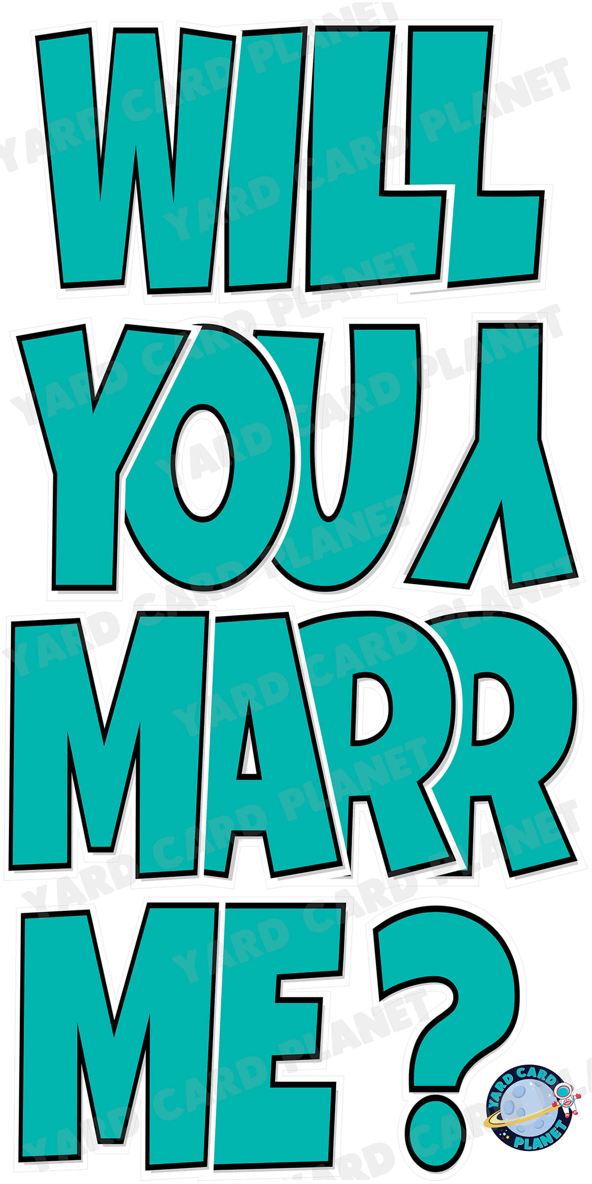 Large 23" Will You Marry Me Yard Card EZ Quick Set in Luckiest Guy Font in Solid Colors - (Available in Multiple Colors)