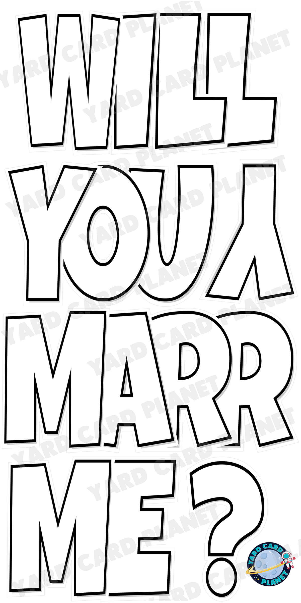 Large 23" Will You Marry Me Yard Card EZ Quick Set in Luckiest Guy Font in Solid Colors - (Available in Multiple Colors)