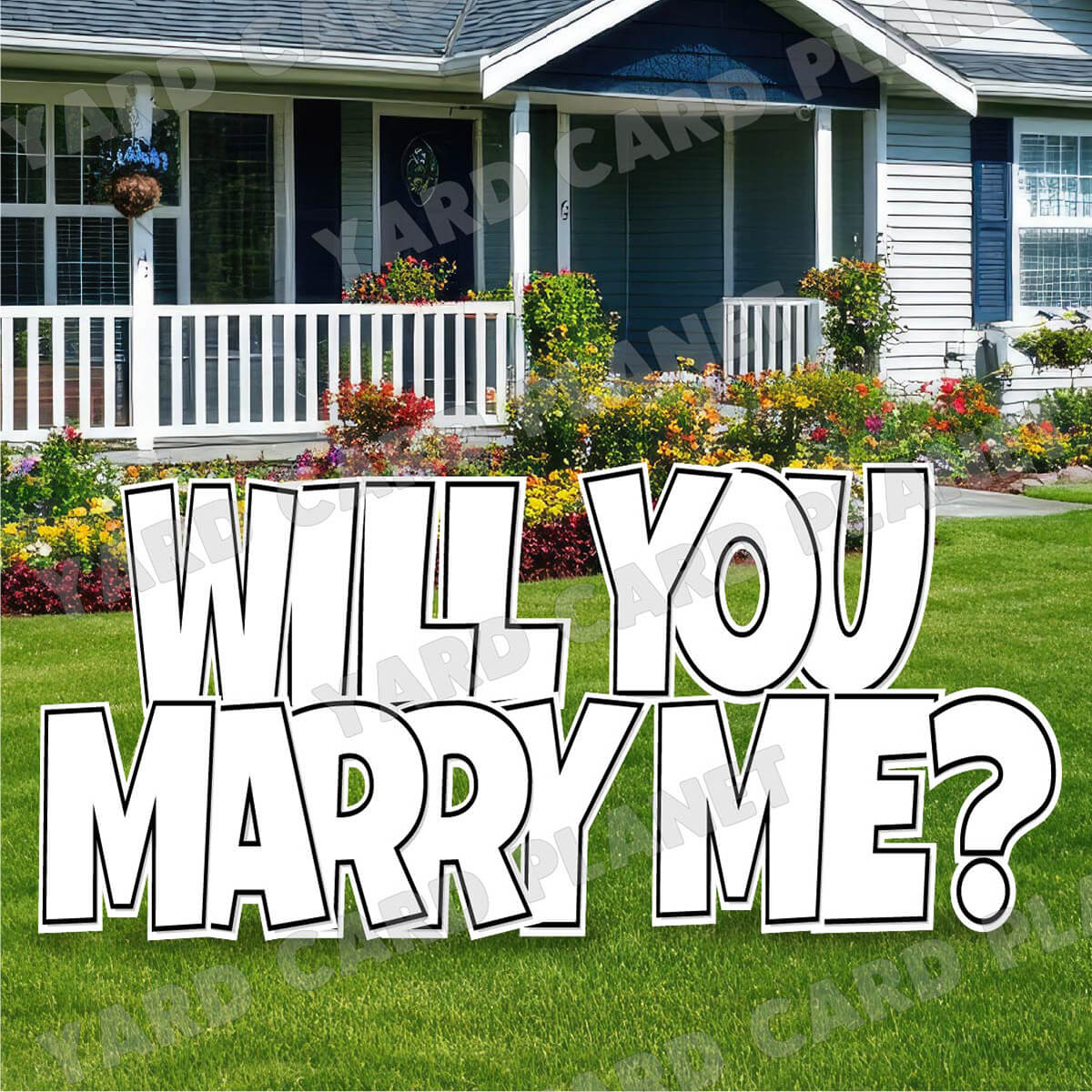 Large 23" Will You Marry Me Yard Card EZ Quick Set in Luckiest Guy Font in Solid Colors - (Available in Multiple Colors)