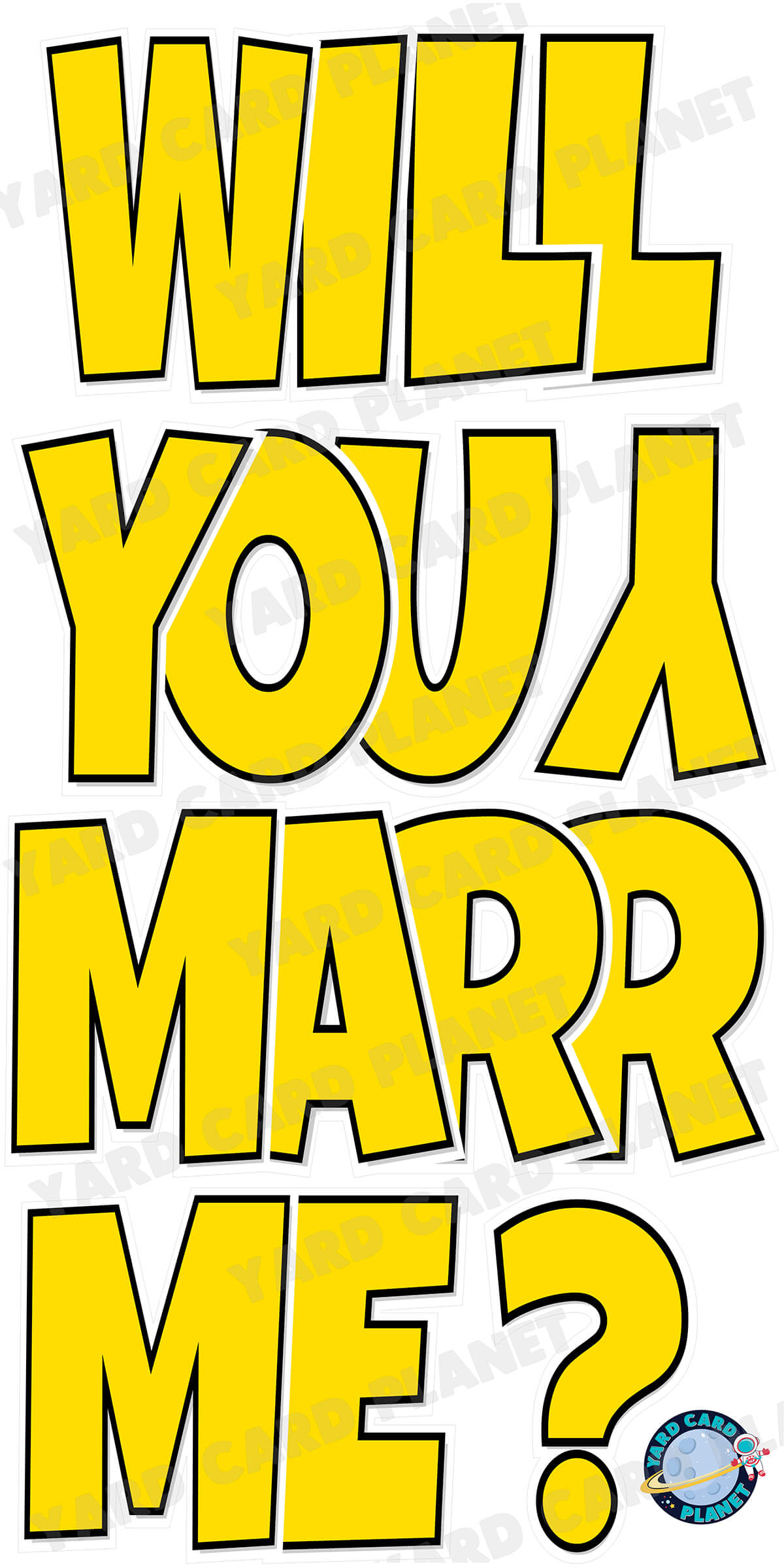 Large 23" Will You Marry Me Yard Card EZ Quick Set in Luckiest Guy Font in Solid Colors - (Available in Multiple Colors)