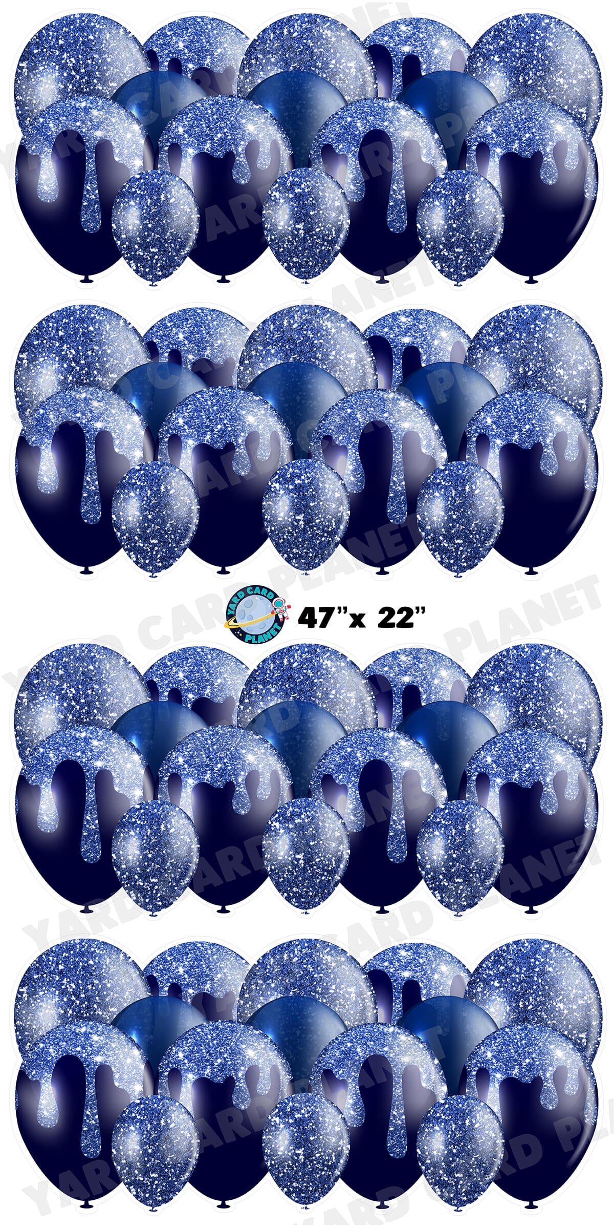 Navy Blue Glitter Balloon Panels Yard Card Set
