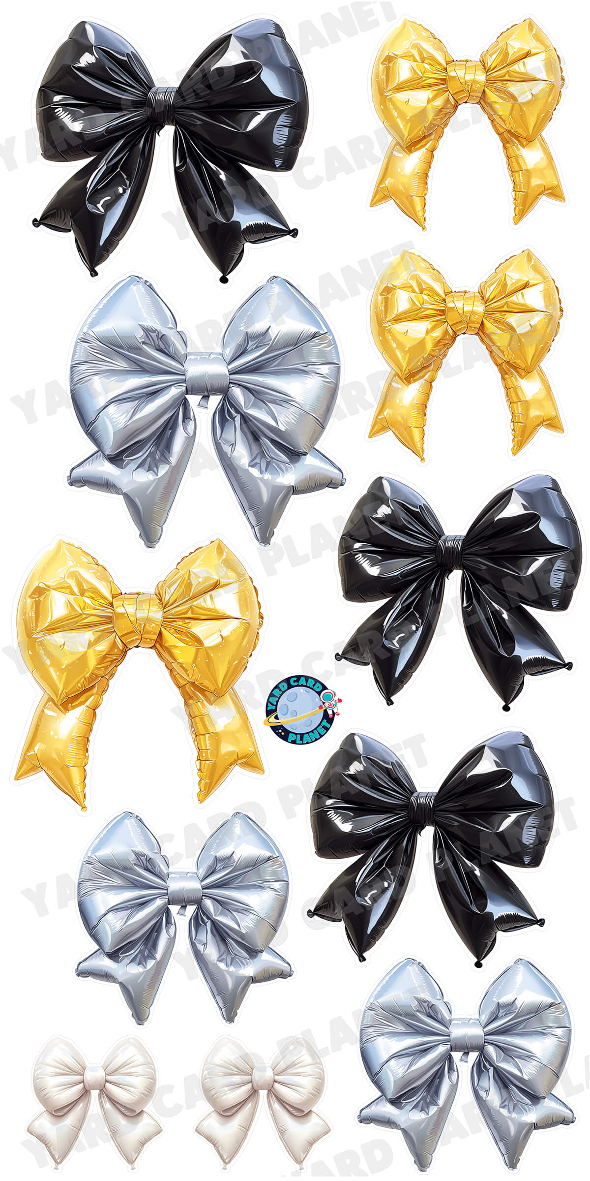 Metallic Balloon Bows Yard Card Flair Set