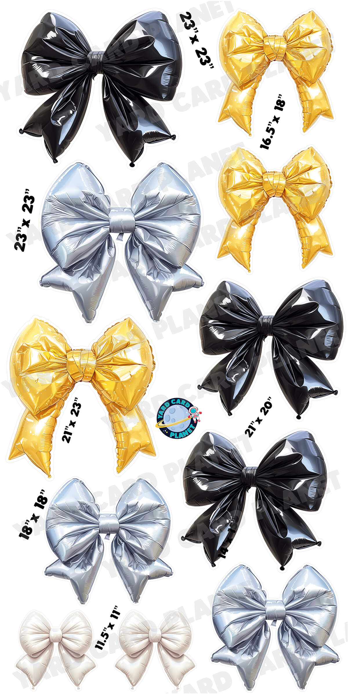 Metallic Balloon Bows Yard Card Flair Set