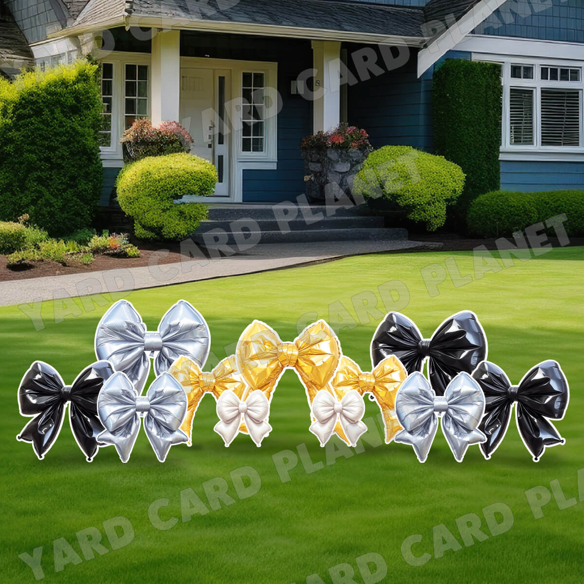 Metallic Balloon Bows Yard Card Flair Set