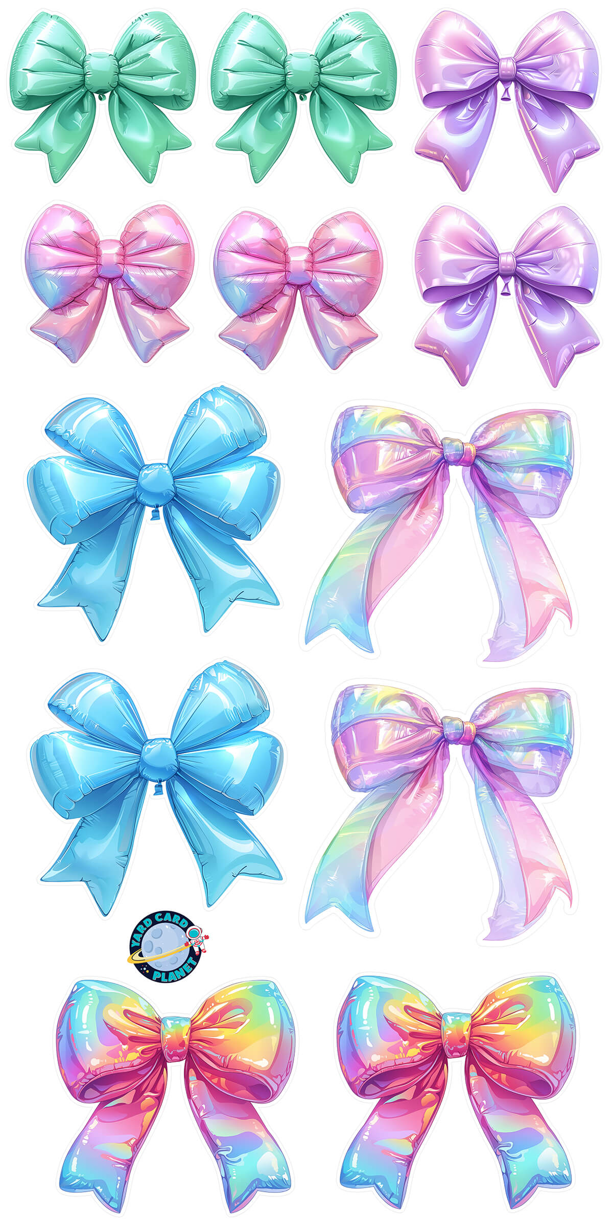 Pastel Balloon Bows Yard Card Flair Set