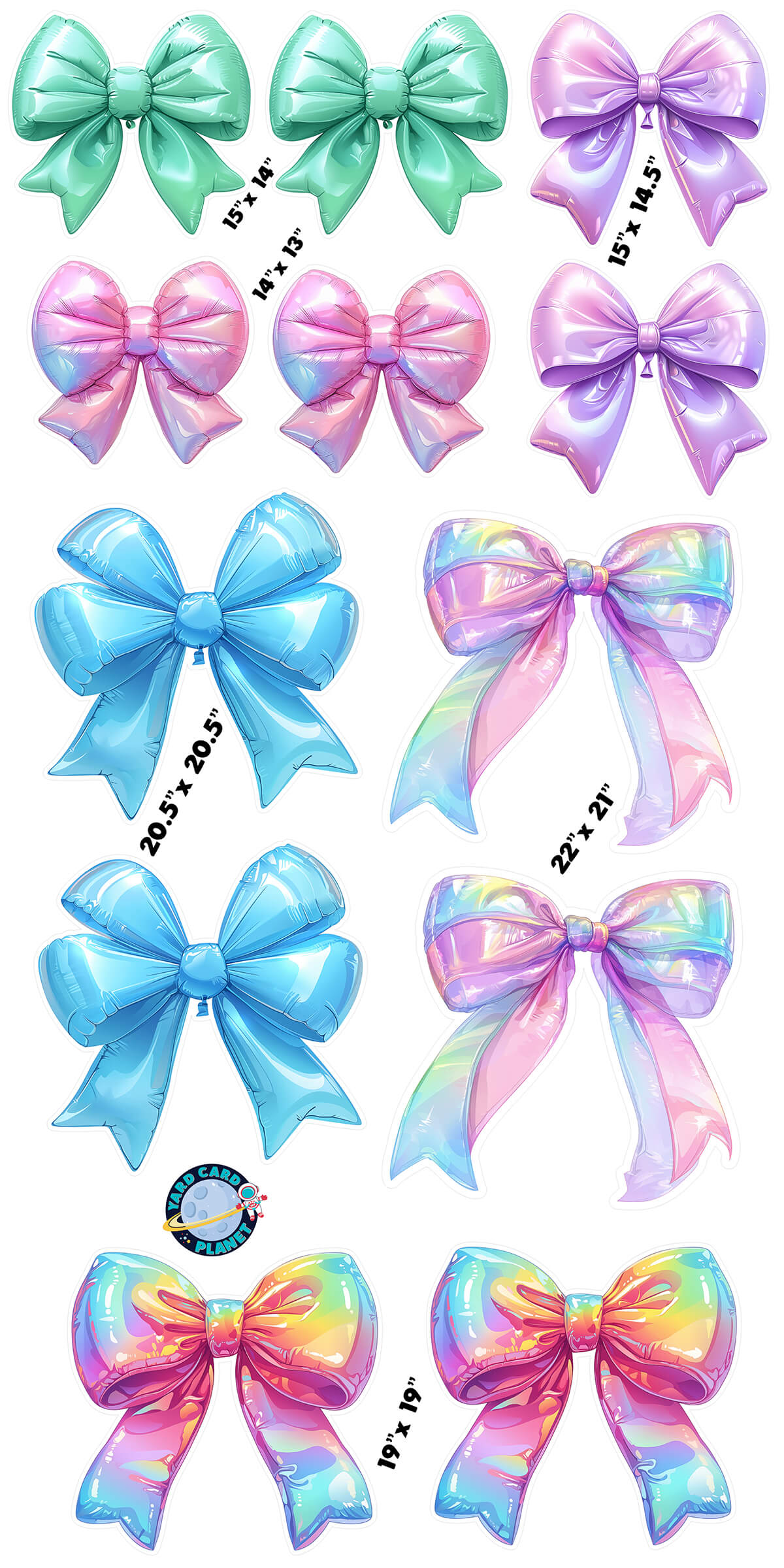 Pastel Balloon Bows Yard Card Flair Set