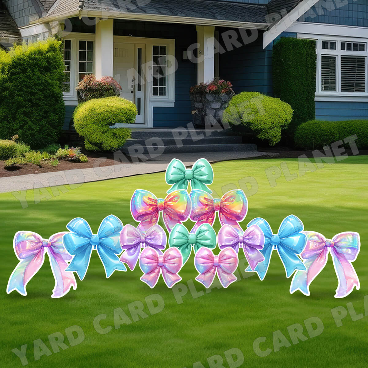 Pastel Balloon Bows Yard Card Flair Set