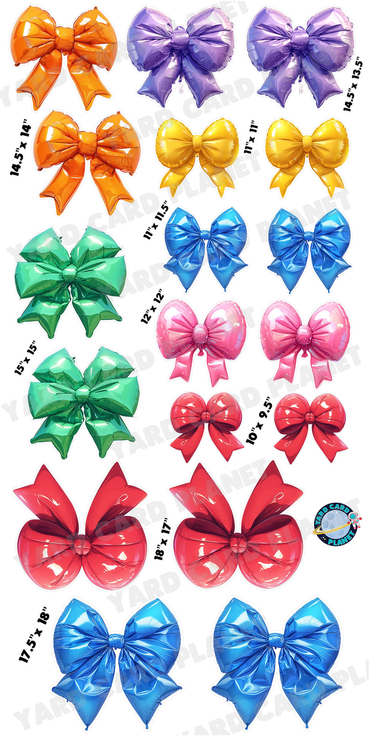 Bright Color Wheel Balloon Bows Yard Card Flair Set