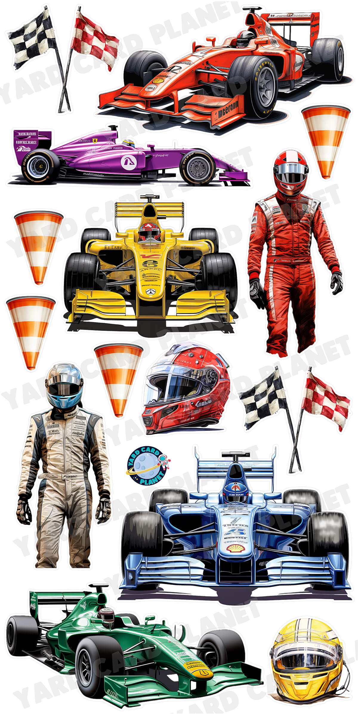 F1 Formula Racing Yard Card Flair Set
