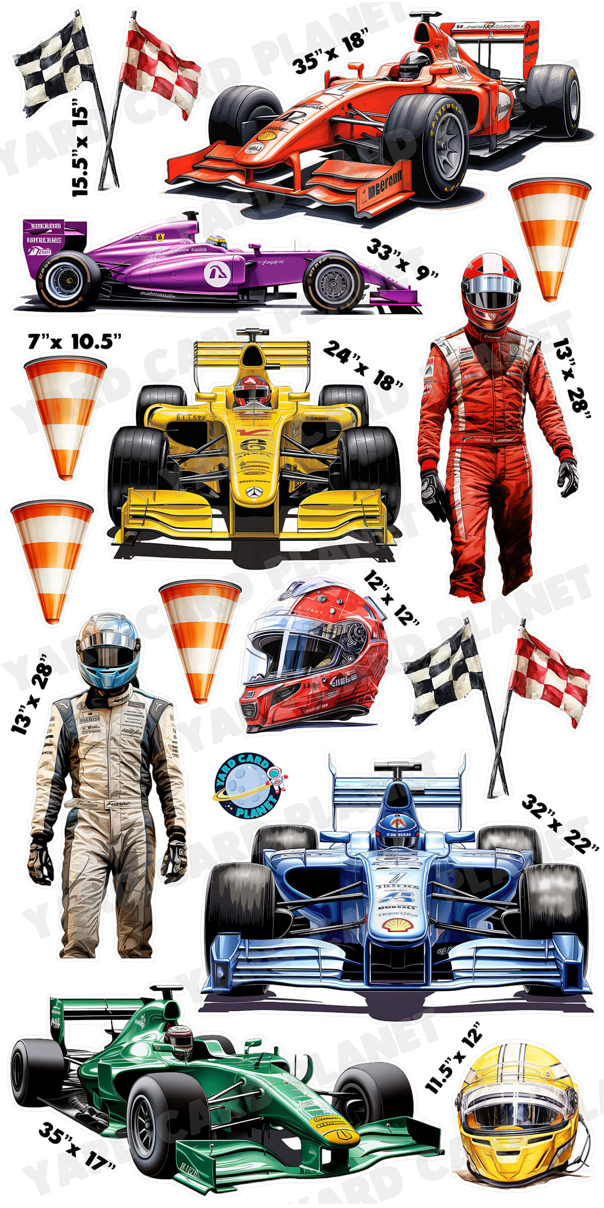 F1 Formula Racing Yard Card Flair Set