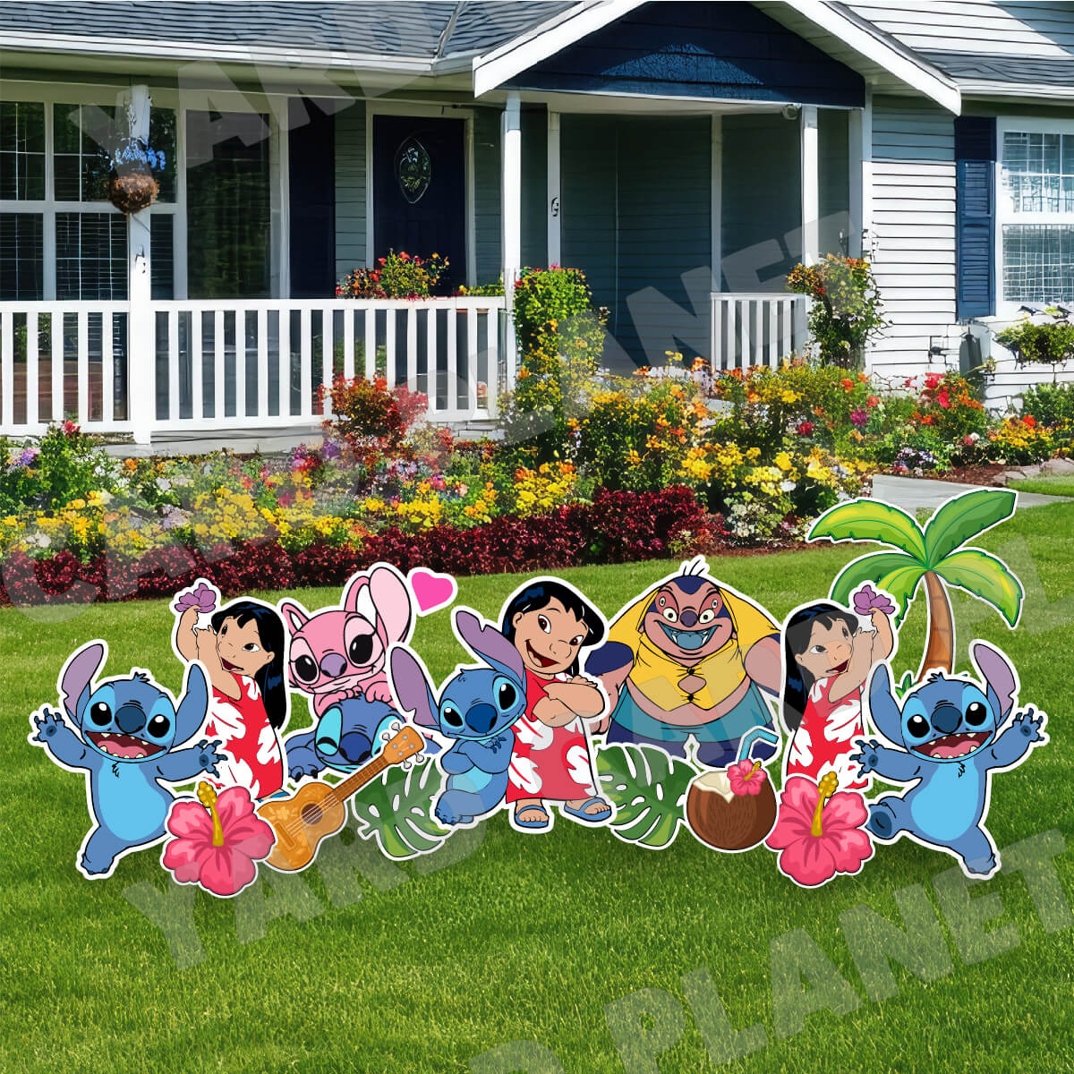 Blue Koala Looking Alien and Island Friends Yard Card Flair Set