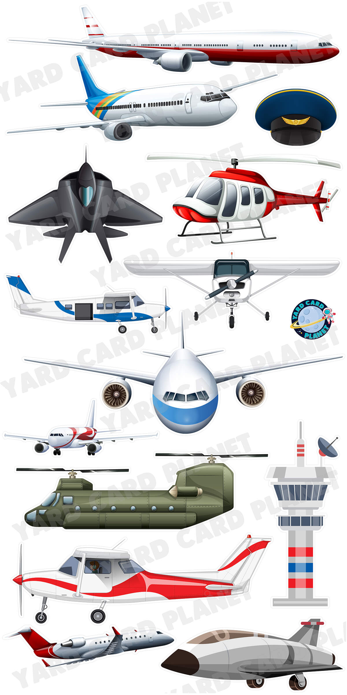 Cleared For Takeoff Airplane Yard Card Flair Set