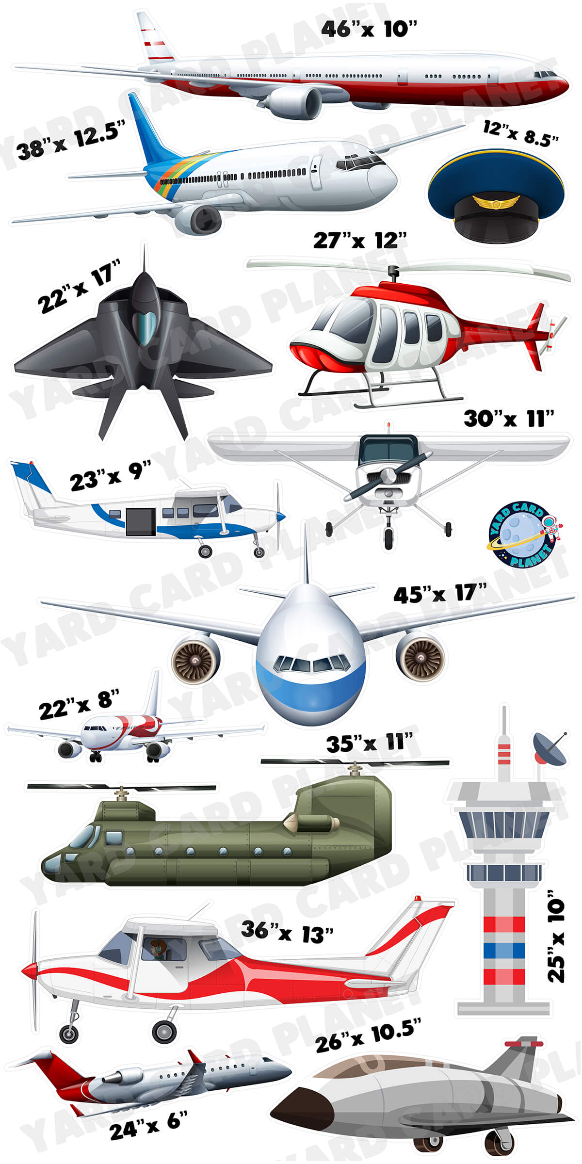 Cleared For Takeoff Airplane Yard Card Flair Set