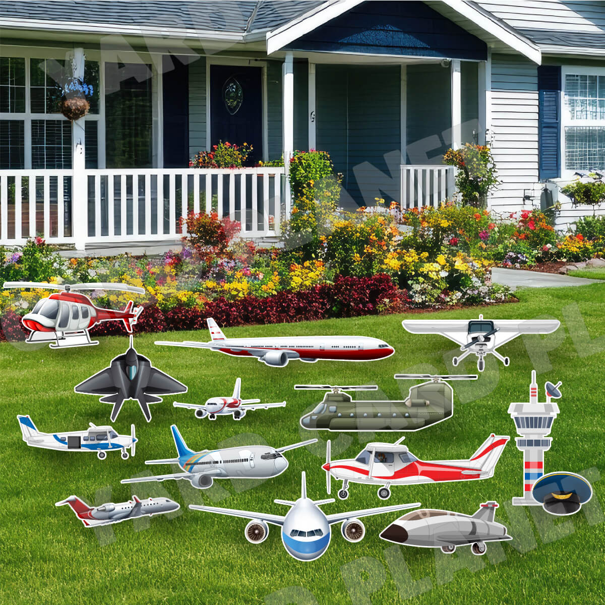 Cleared For Takeoff Airplane Yard Card Flair Set