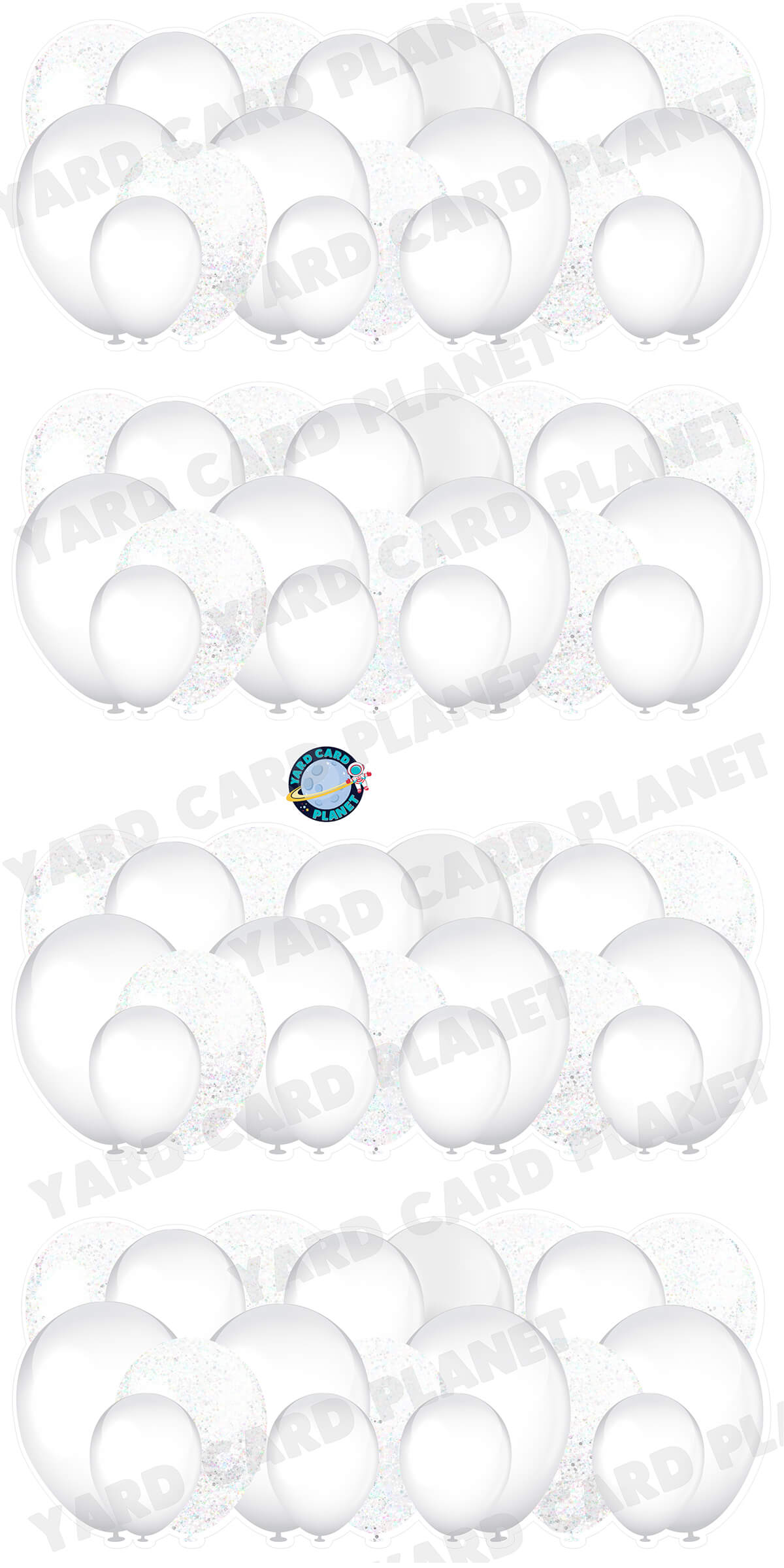 White and White Glitter Balloon Panels Yard Card Set