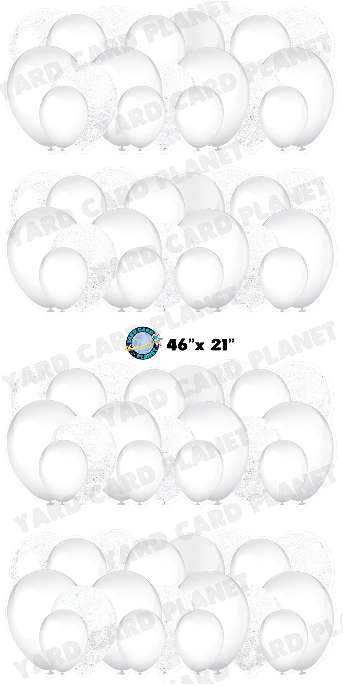 White and White Glitter Balloon Panels Yard Card Set