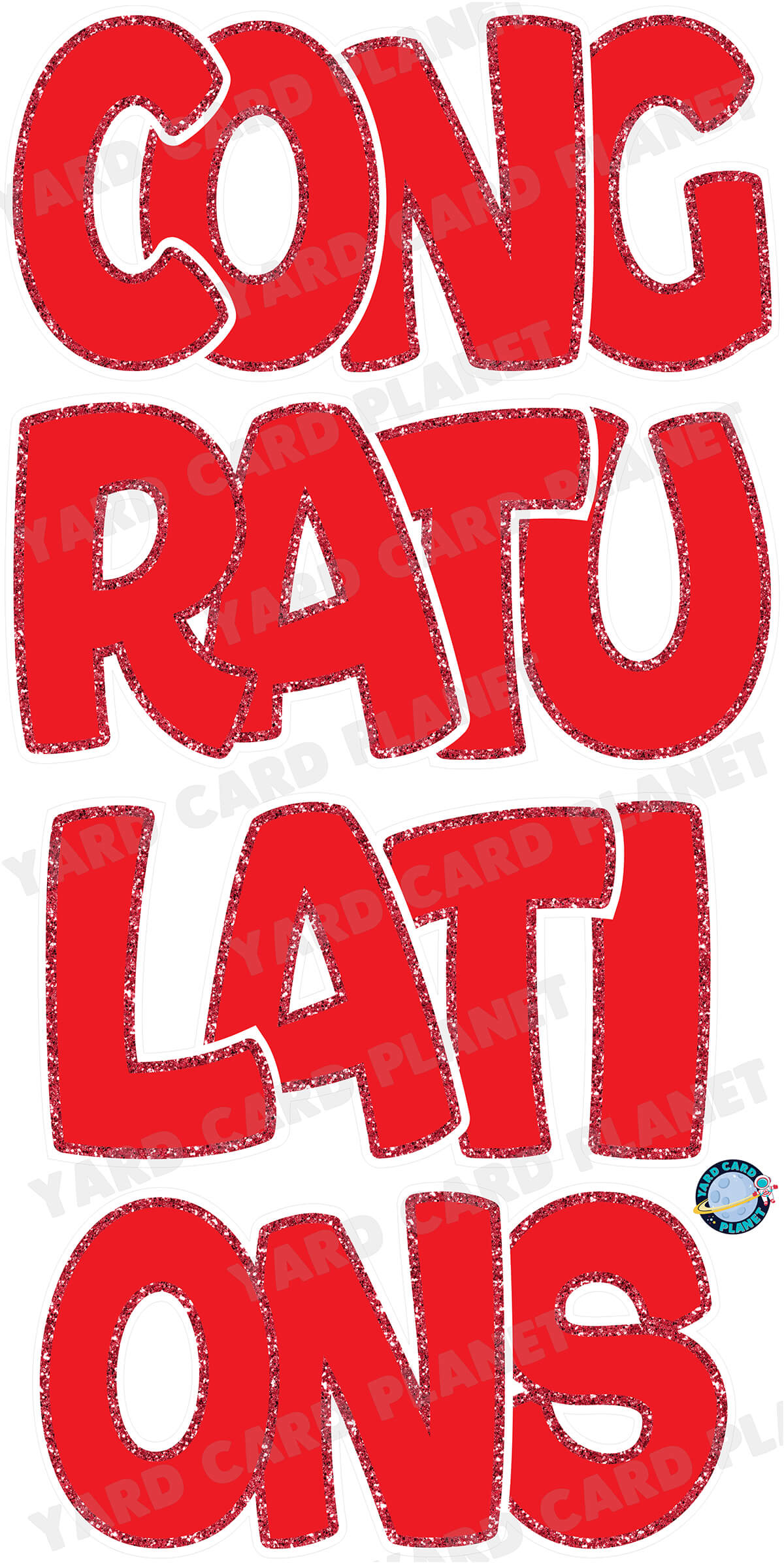 Large 23" Congratulations Yard Card EZ Quick Set in Bouncy Bold Font in Solid Colors with Glitter Trim - (Available in Multiple Colors)