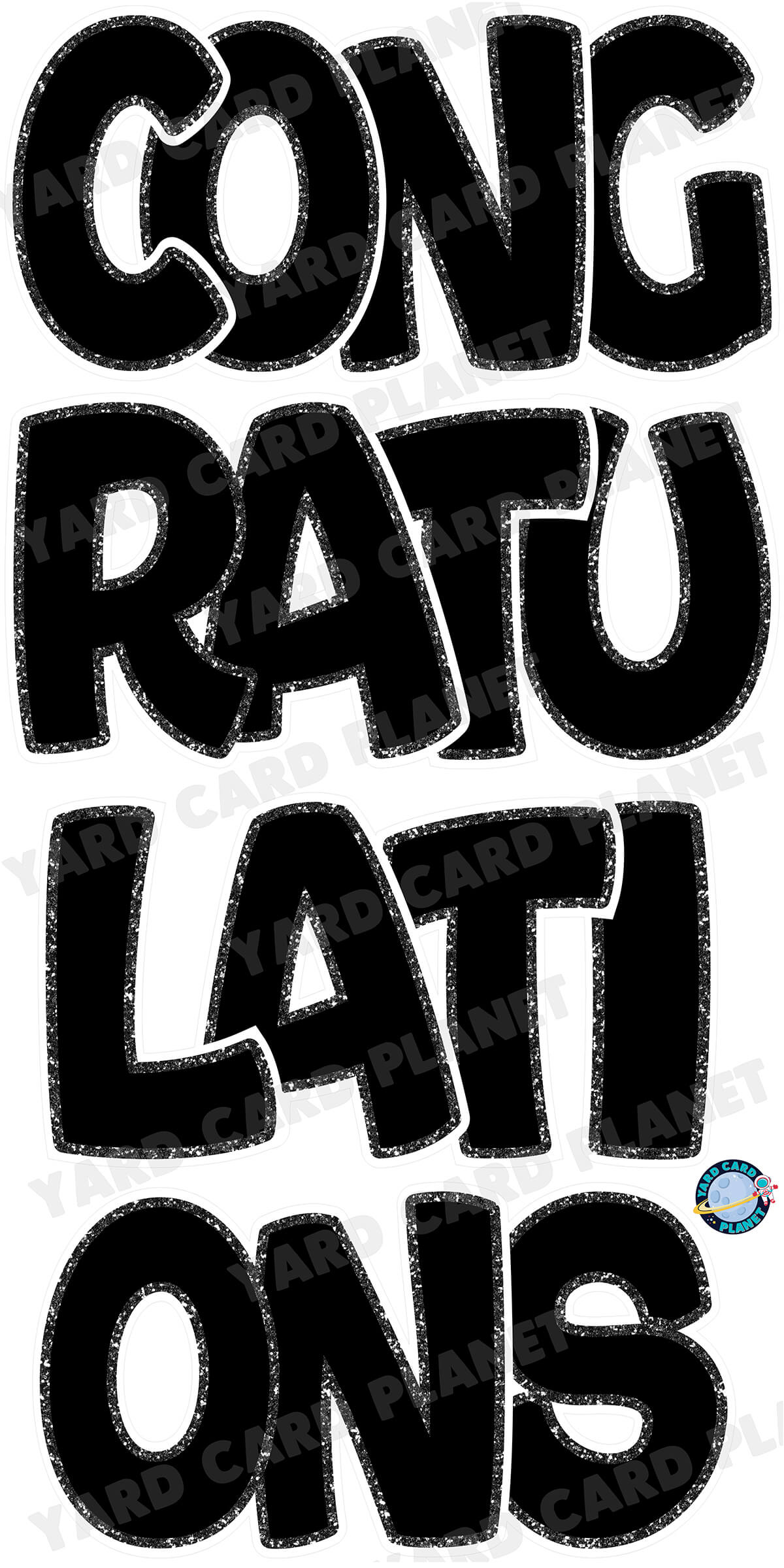 Large 23" Congratulations Yard Card EZ Quick Set in Bouncy Bold Font in Solid Colors with Glitter Trim - (Available in Multiple Colors)