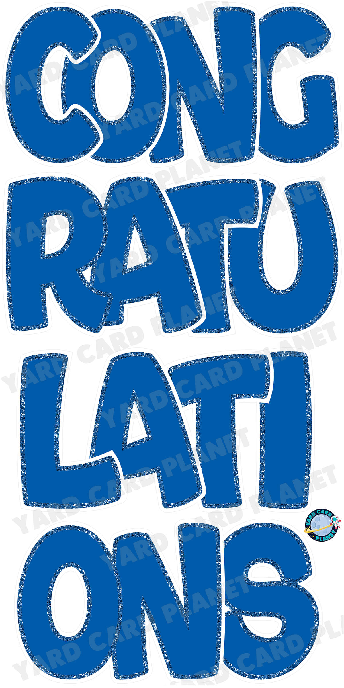 Large 23" Congratulations Yard Card EZ Quick Set in Bouncy Bold Font in Solid Colors with Glitter Trim - (Available in Multiple Colors)