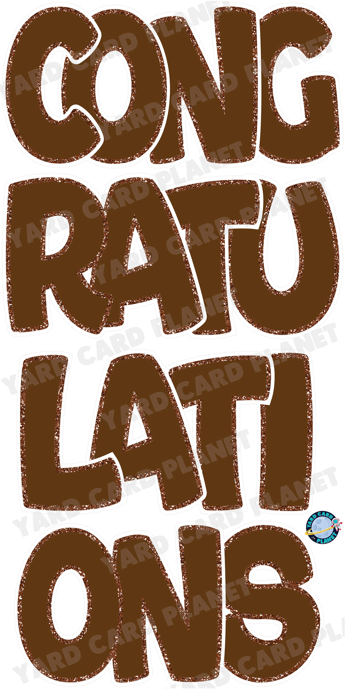 Large 23" Congratulations Yard Card EZ Quick Set in Bouncy Bold Font in Solid Colors with Glitter Trim - (Available in Multiple Colors)