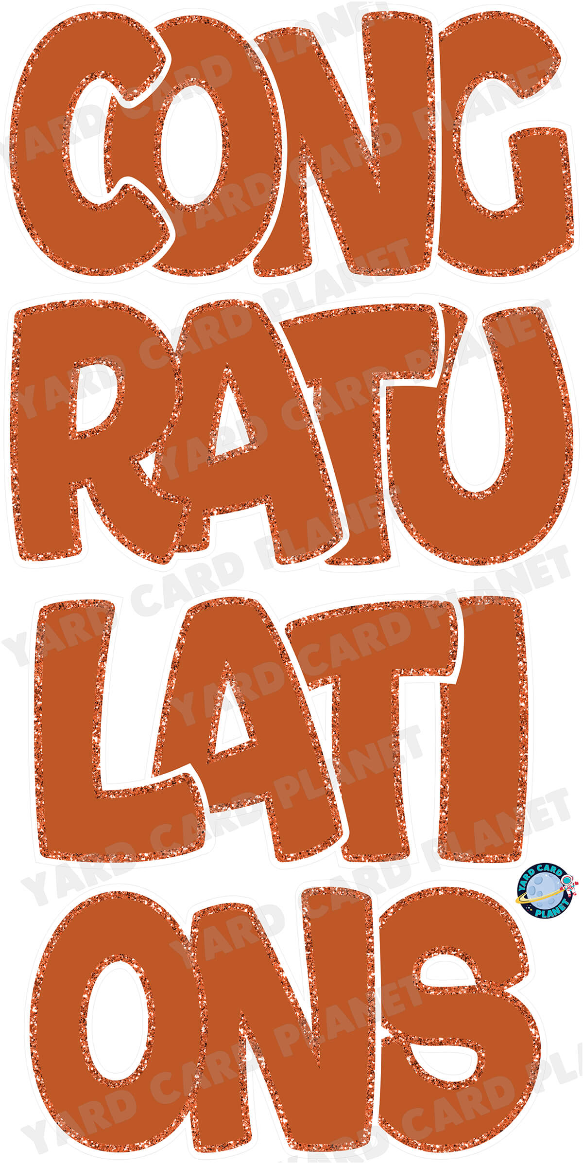 Large 23" Congratulations Yard Card EZ Quick Set in Bouncy Bold Font in Solid Colors with Glitter Trim - (Available in Multiple Colors)