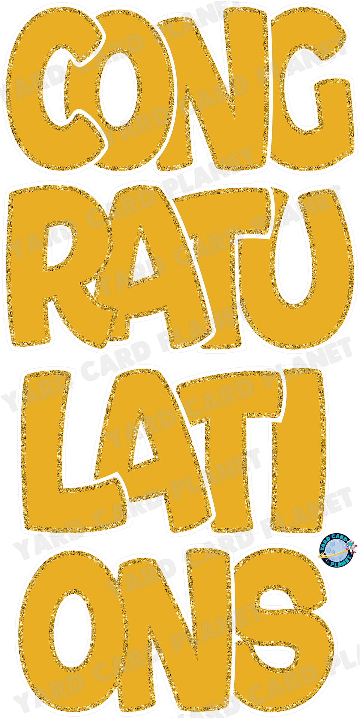 Large 23" Congratulations Yard Card EZ Quick Set in Bouncy Bold Font in Solid Colors with Glitter Trim - (Available in Multiple Colors)