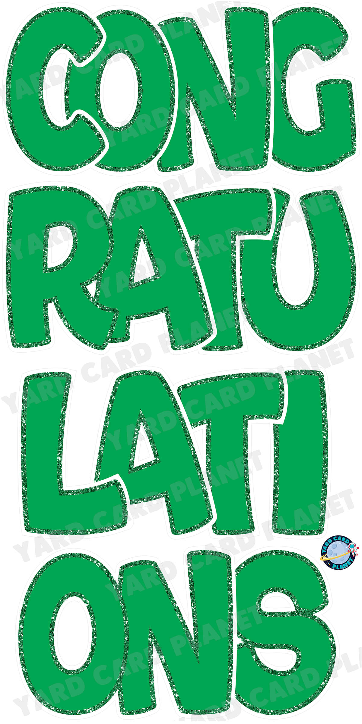 Large 23" Congratulations Yard Card EZ Quick Set in Bouncy Bold Font in Solid Colors with Glitter Trim - (Available in Multiple Colors)