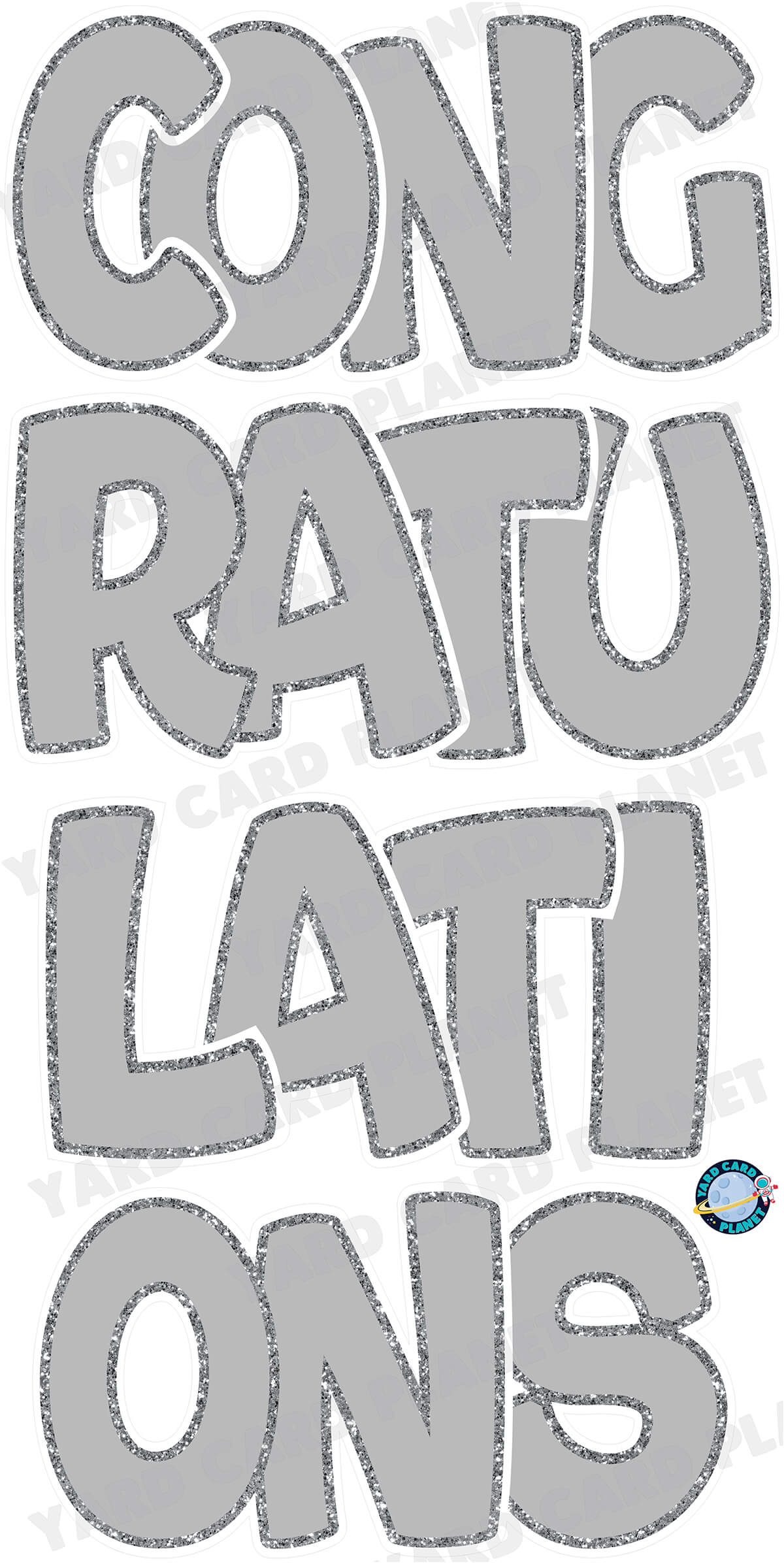 Large 23" Congratulations Yard Card EZ Quick Set in Bouncy Bold Font in Solid Colors with Glitter Trim - (Available in Multiple Colors)